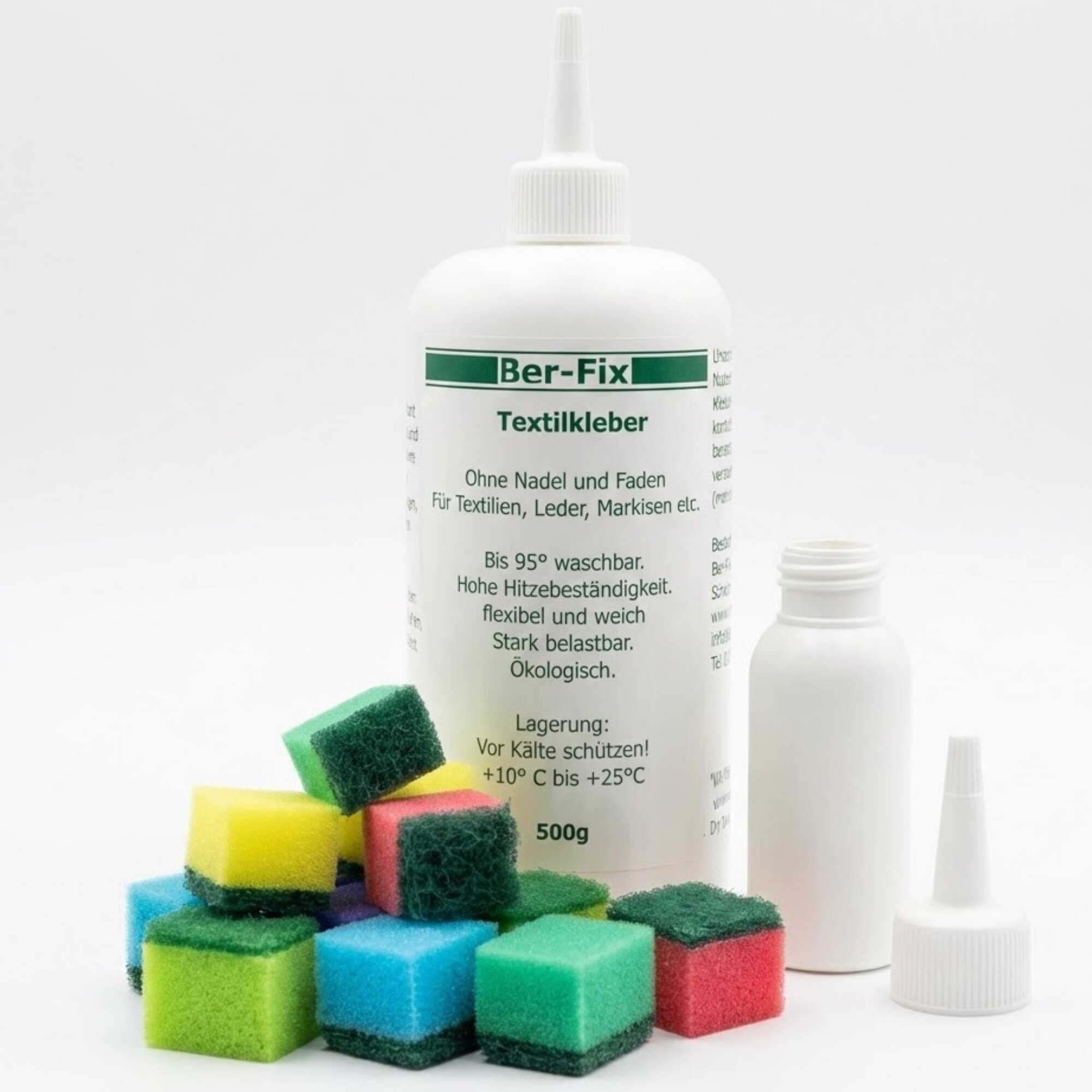Ber-Fix® Textilkleber 500 g Werkstattset – mit Dosierflasche und 10 Schwämmchen
