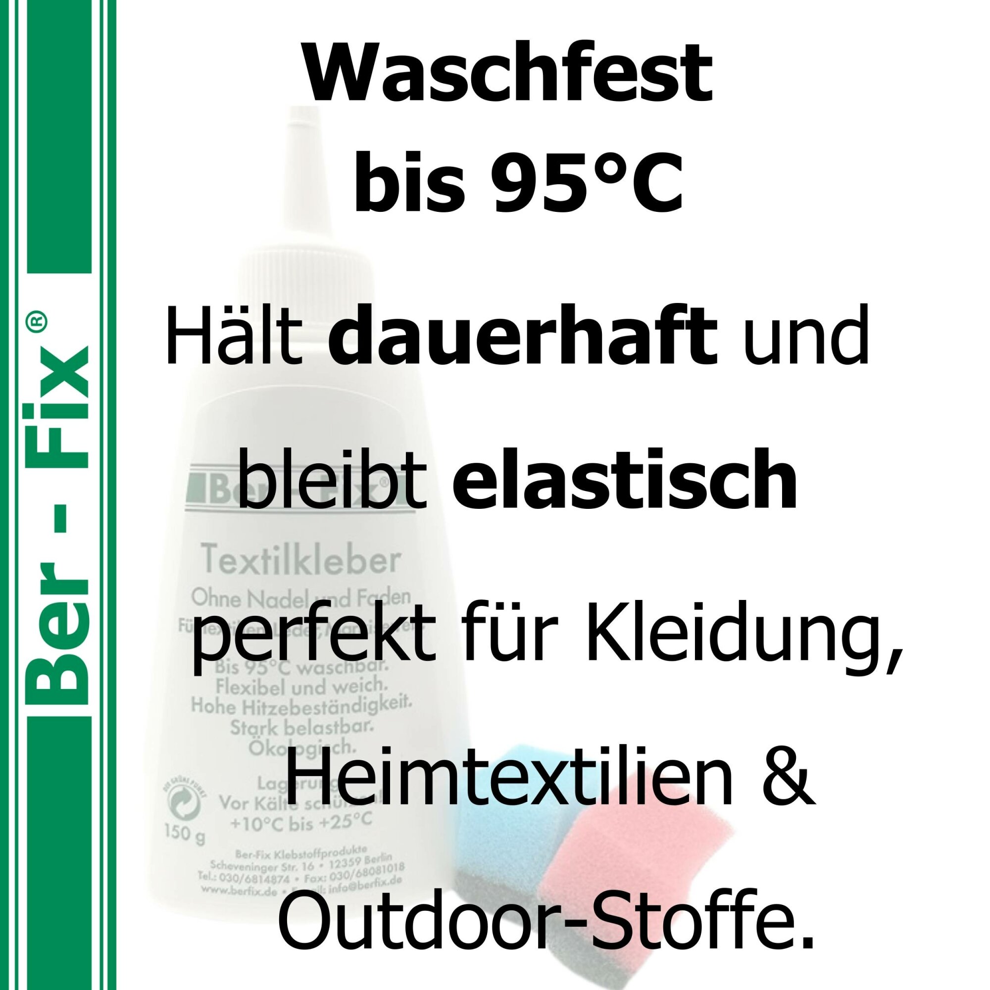 Ber-Fix® Textilkleber 500 g Werkstattset – mit Dosierflasche und 10 Schwämmchen