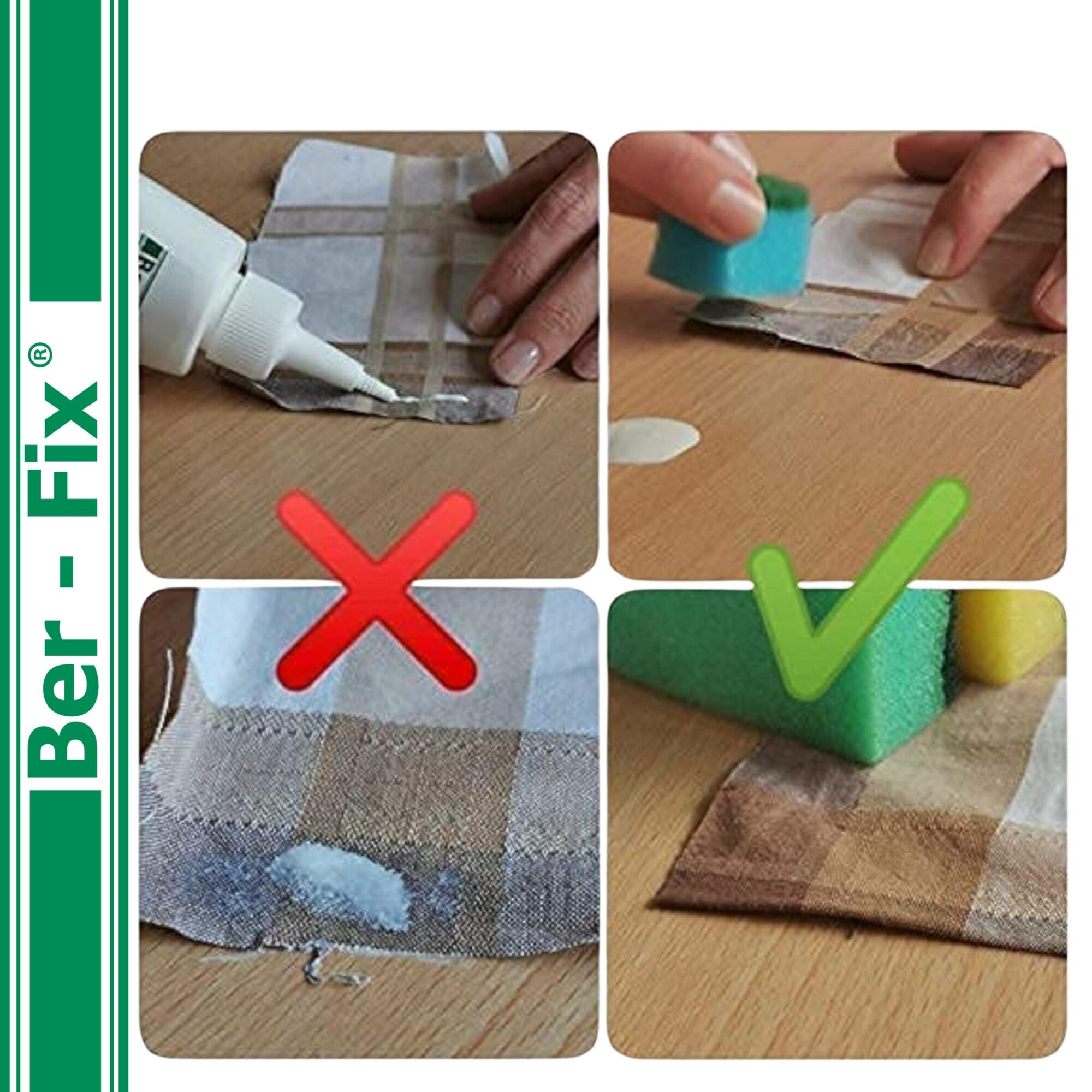 Ber-Fix® Textilkleber 500 g Werkstattset – mit Dosierflasche und 10 Schwämmchen