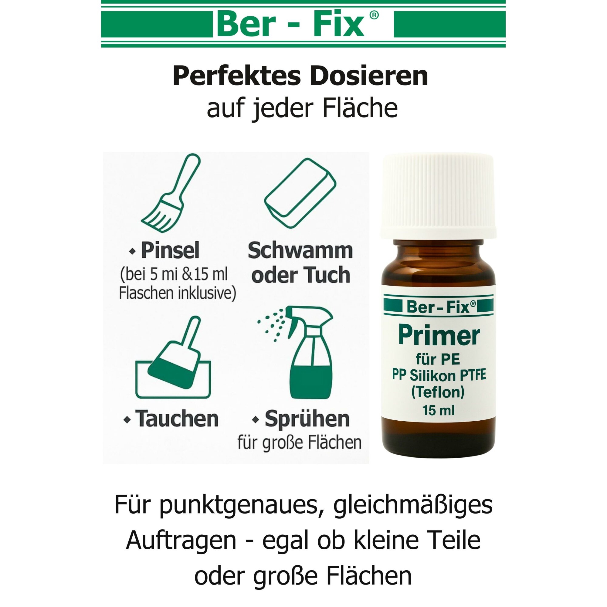 Ber-Fix® Spezial-Primer 5 ml für PE, PP, PTFE & Silikon – Pinselflasche
