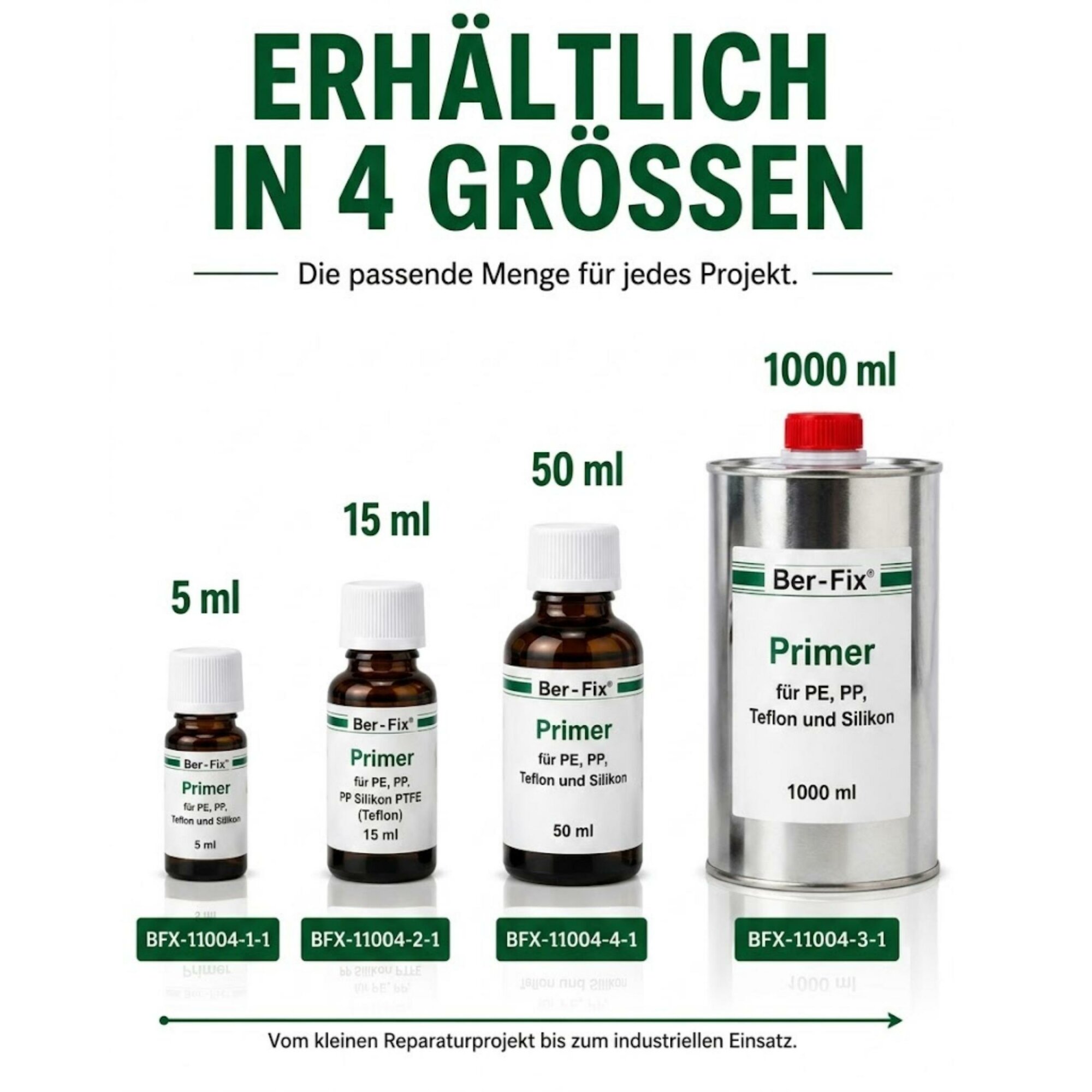 Ber-Fix® Spezial-Primer 15 ml für PE, PP, PTFE & Silikon – Pinselflasche