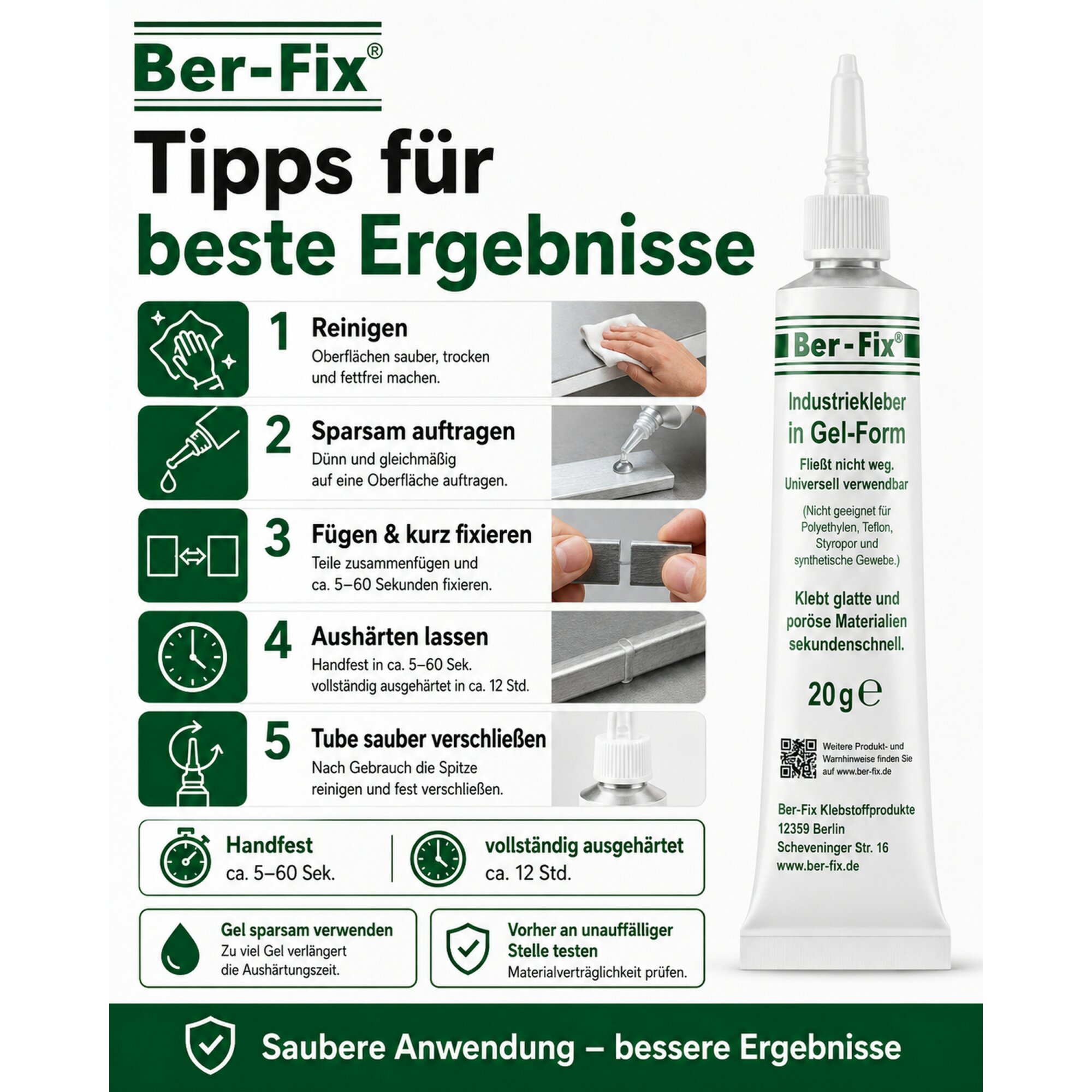 Ber-Fix® Industriekleber Gel 20 g – Varianten & Sets