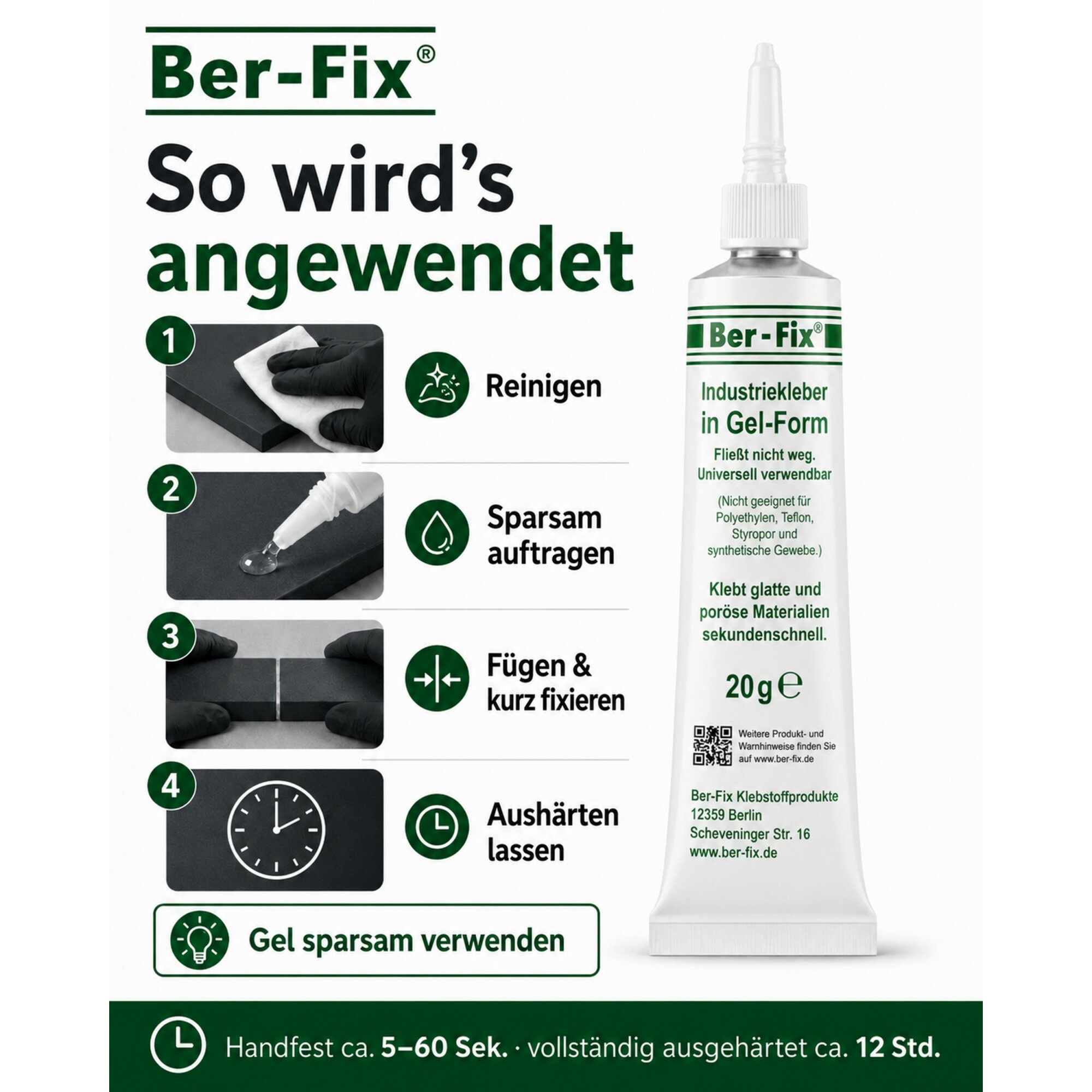 Ber-Fix® Industriekleber Gel 20 g – Varianten & Sets