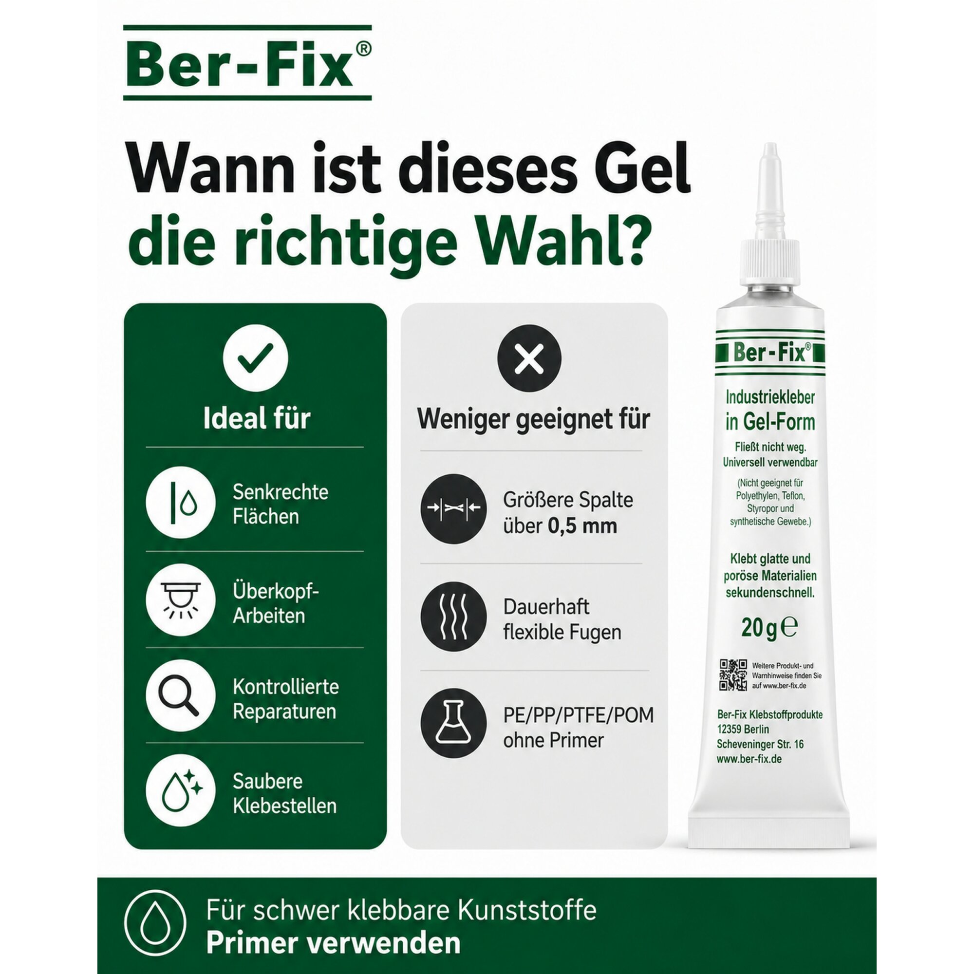 Ber-Fix® Industriekleber Gel 20 g – Varianten & Sets