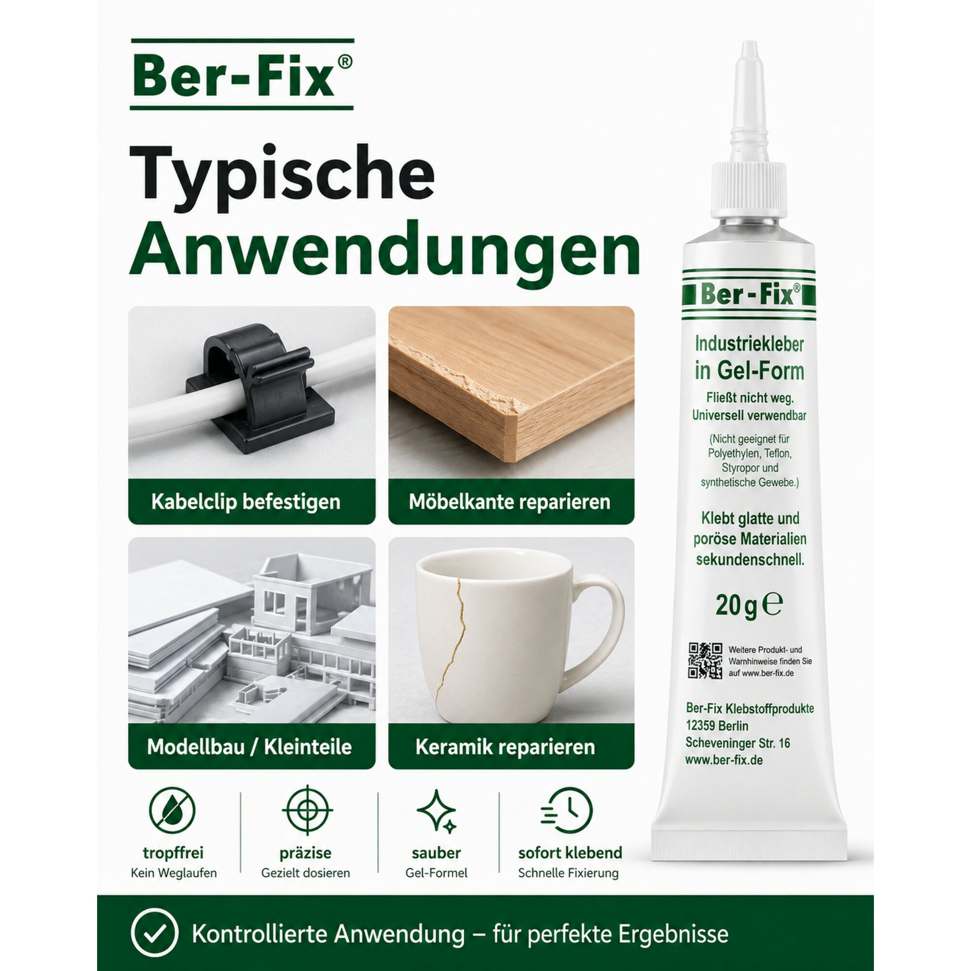 Ber-Fix® Industriekleber Gel 20 g – Varianten & Sets