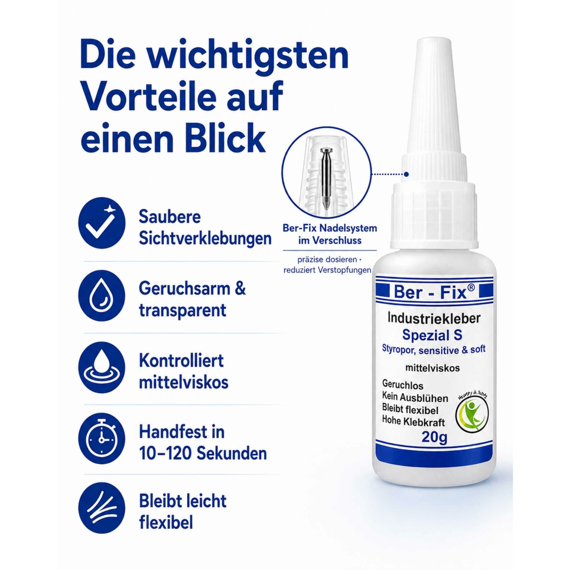 Ber-Fix® Spezial S - Schlagfester, Geruchloser, flexibler Industriekleber (10g-500g)