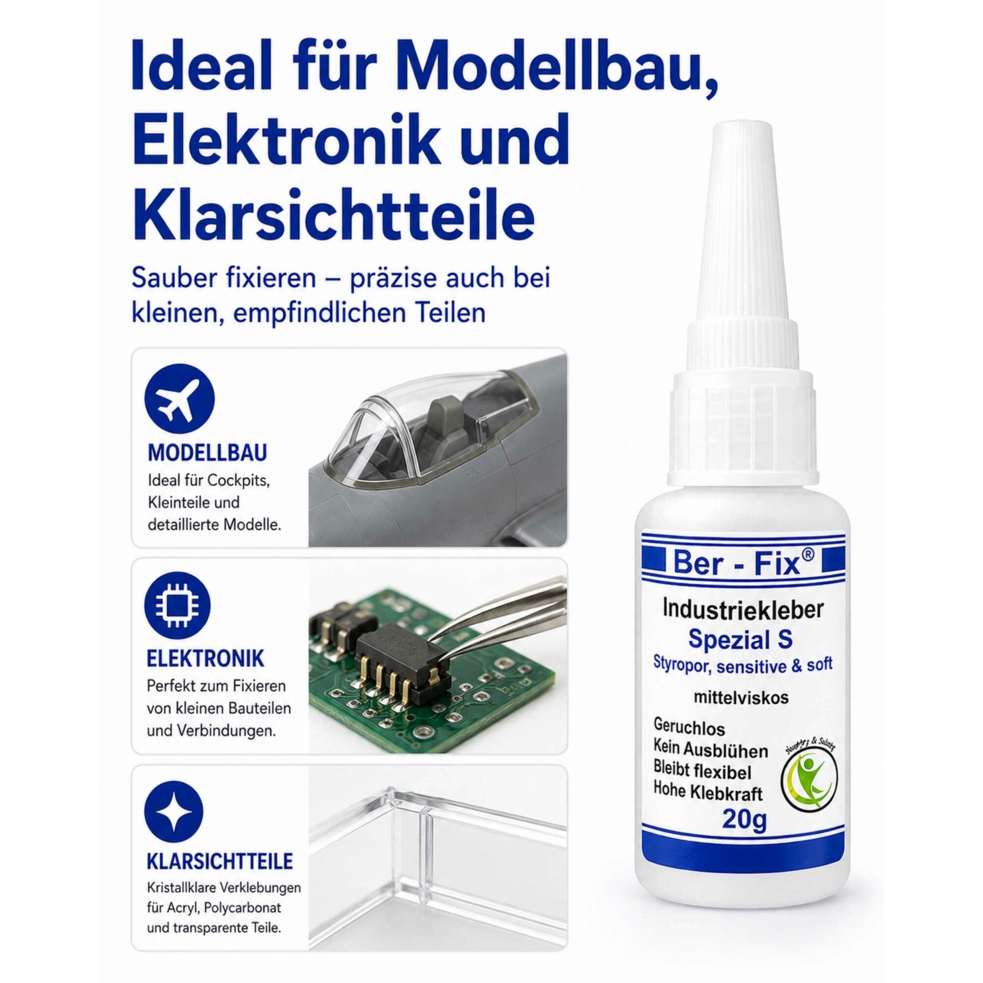 Ber-Fix® Spezial S - Schlagfester, Geruchloser, flexibler Industriekleber (10g-500g)