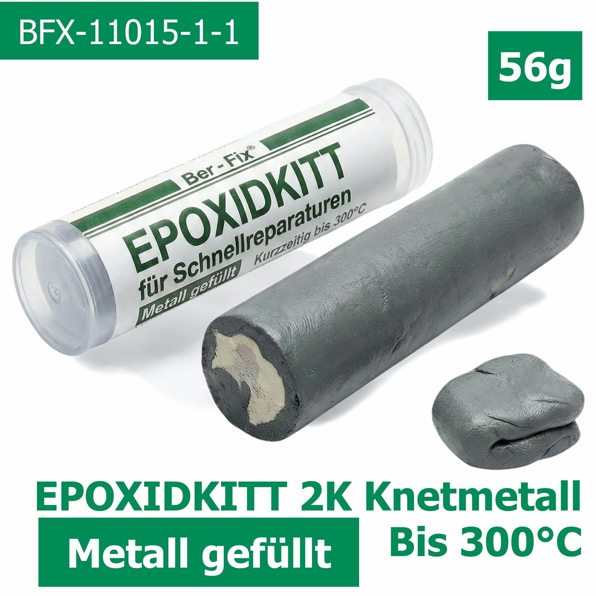 Ber-Fix® Knetmetall 56 g – 2K Epoxidkitt für Metallreparaturen, bis zu 300 °C