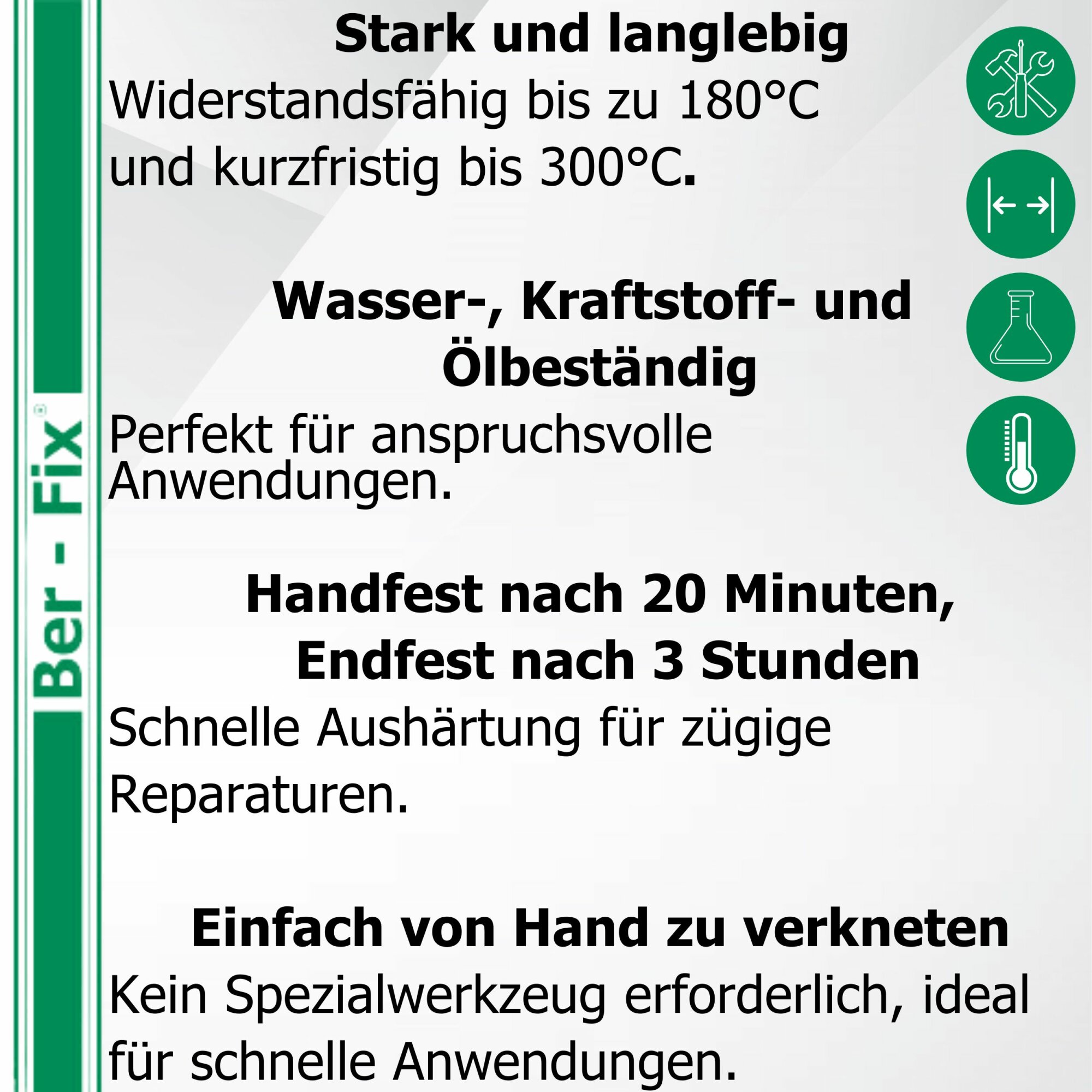 Ber-Fix® Knetmetall 56 g – 2K Epoxidkitt für Metallreparaturen, bis zu 300 °C