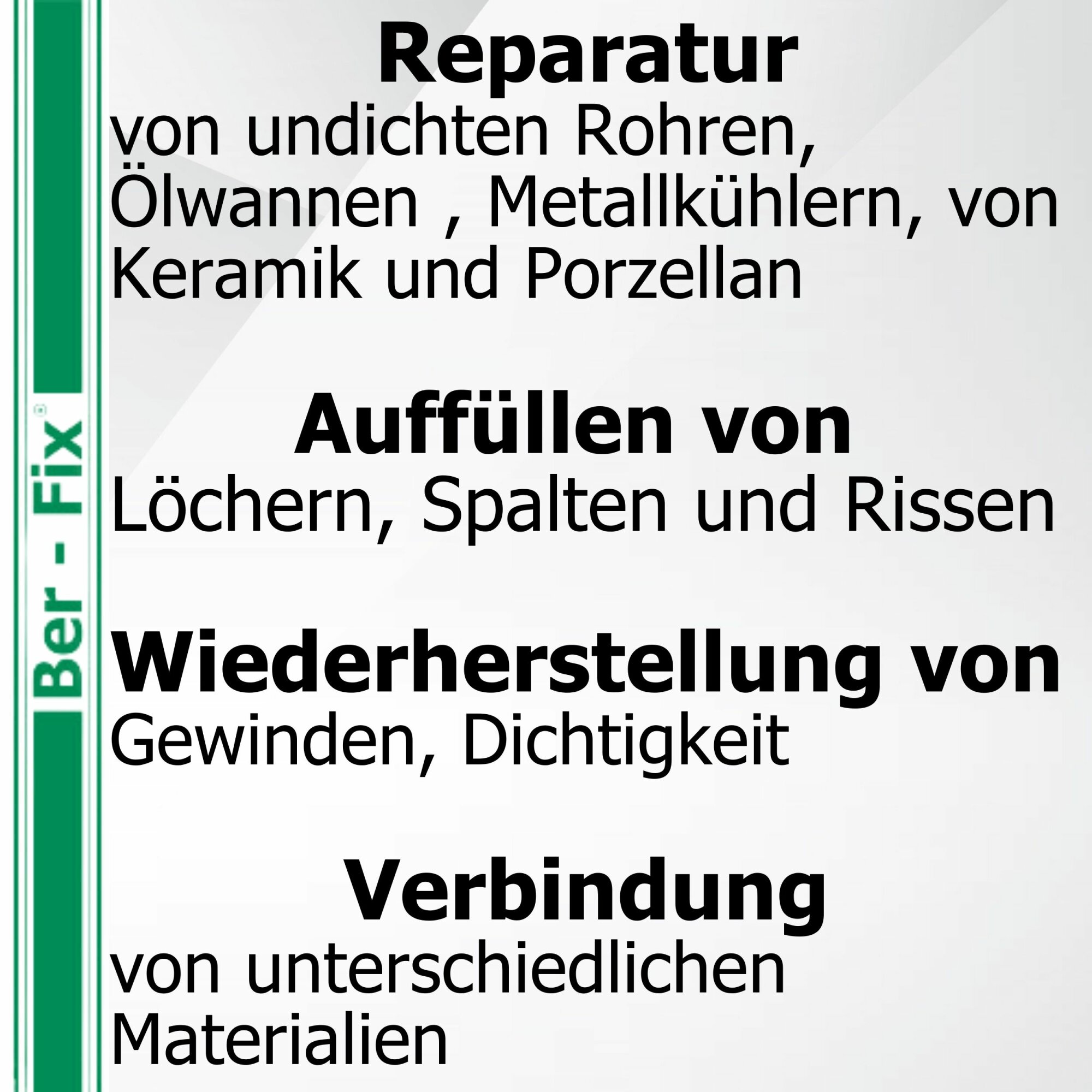 Ber-Fix® Knetmetall 56 g – 2K Epoxidkitt für Metallreparaturen, bis zu 300 °C