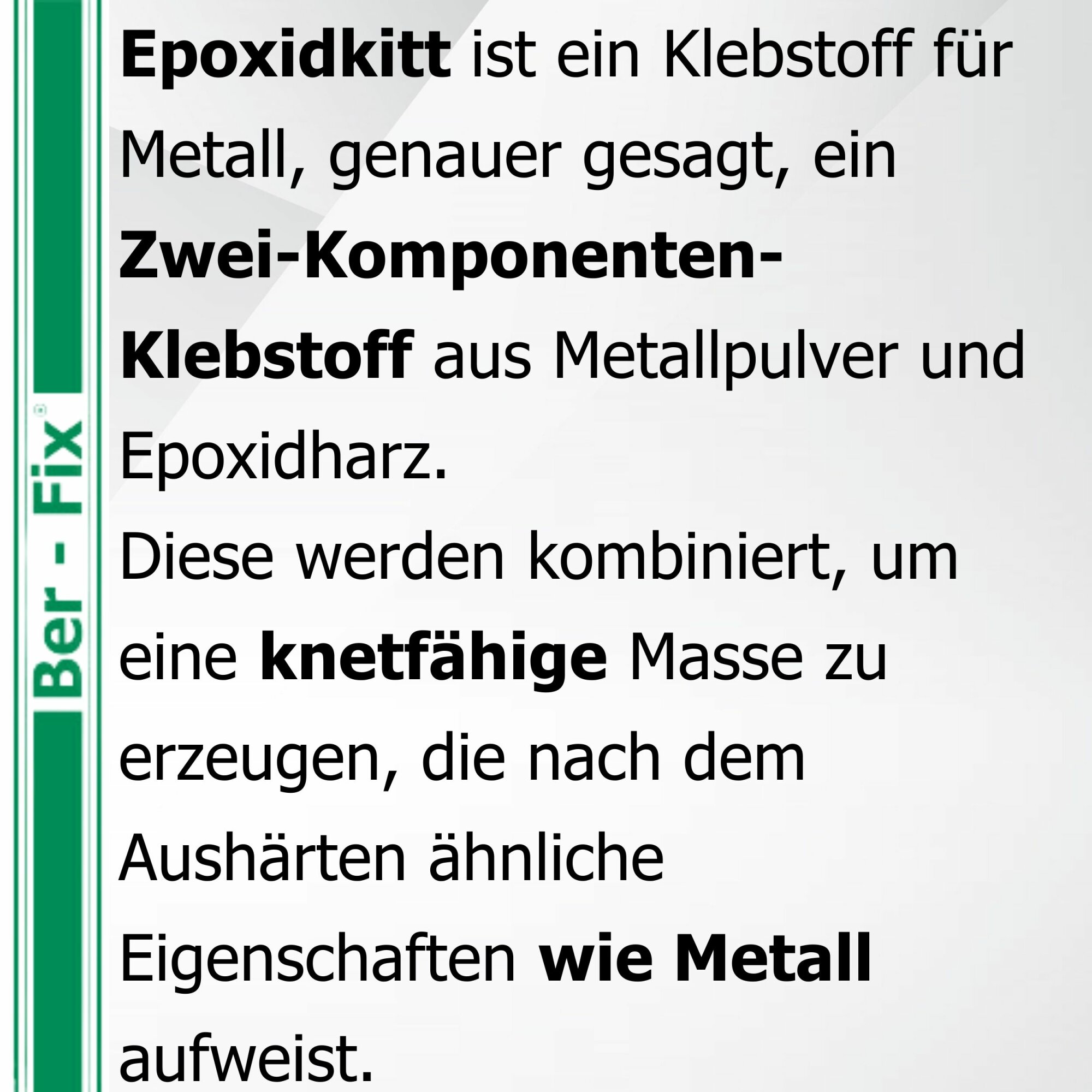 Ber-Fix® Knetmetall 56 g – 2K Epoxidkitt für Metallreparaturen, bis zu 300 °C