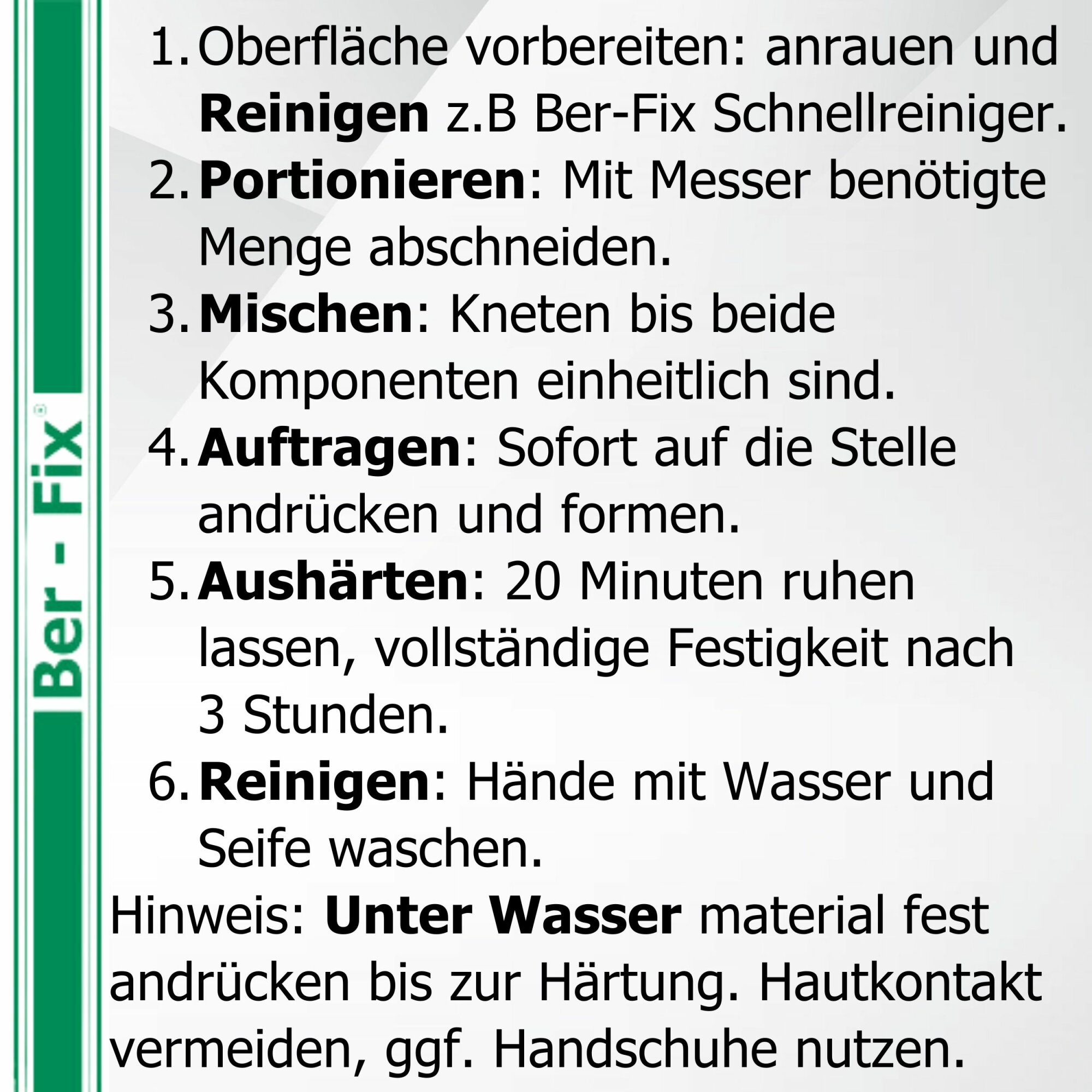 Ber-Fix® Knetmetall 56 g – 2K Epoxidkitt für Metallreparaturen, bis zu 300 °C