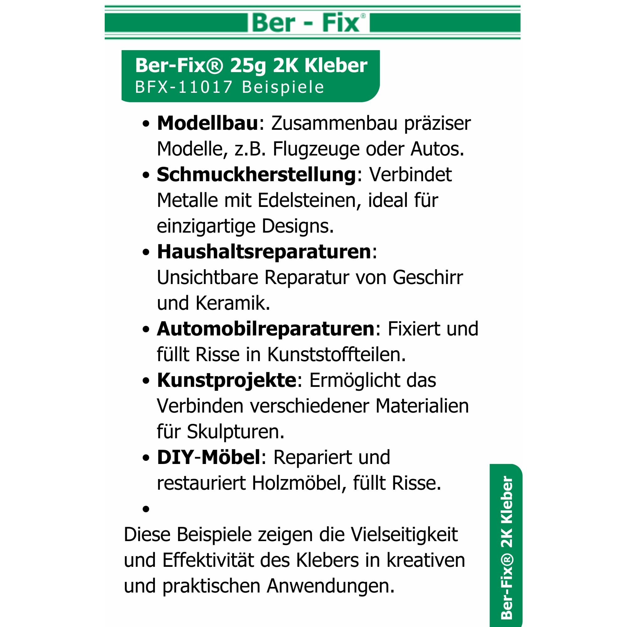 Ber-Fix© Epoxykleber 25g ? 2K Epoxidharz-Kleber | Honigartige Konsistenz zum Kleben & Vergieáen von Metall, Kunststoff & Holz