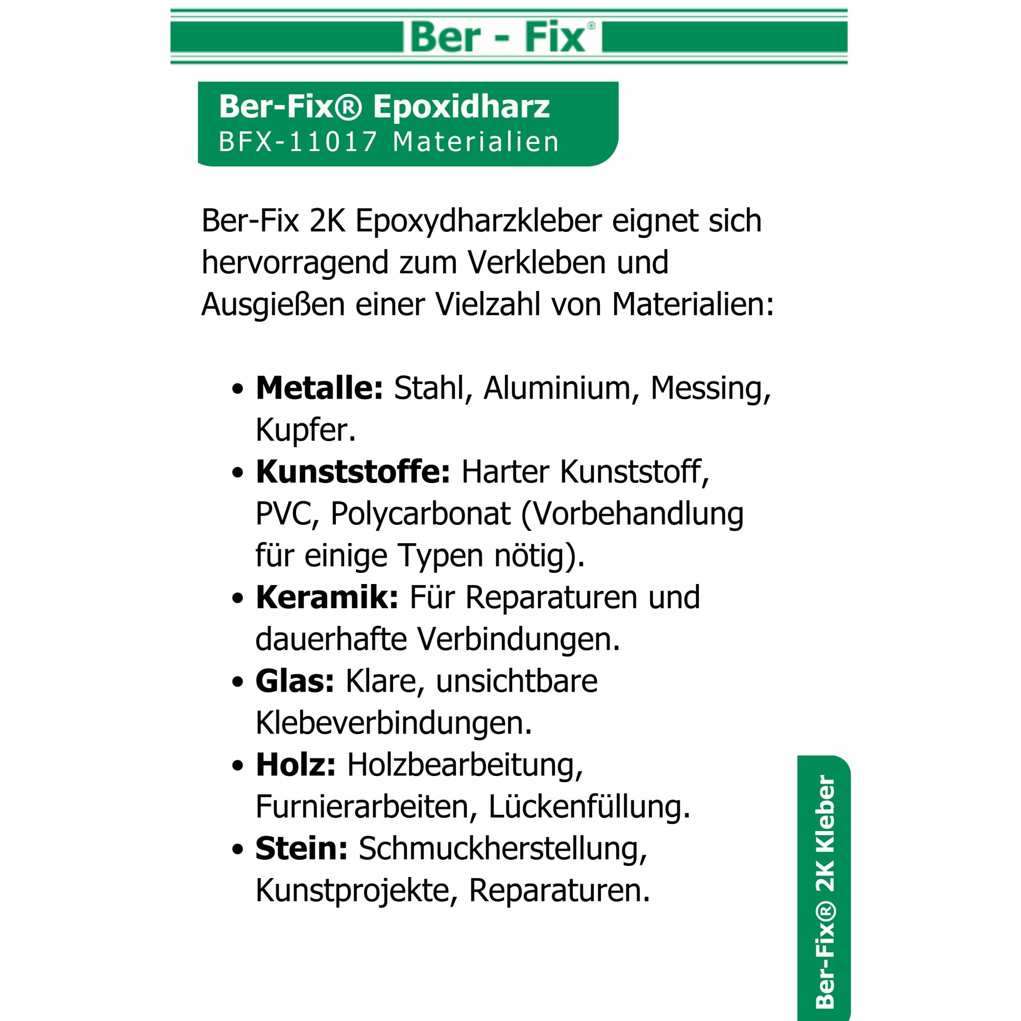 Ber-Fix© Epoxykleber 25g ? 2K Epoxidharz-Kleber | Honigartige Konsistenz zum Kleben & Vergieáen von Metall, Kunststoff & Holz