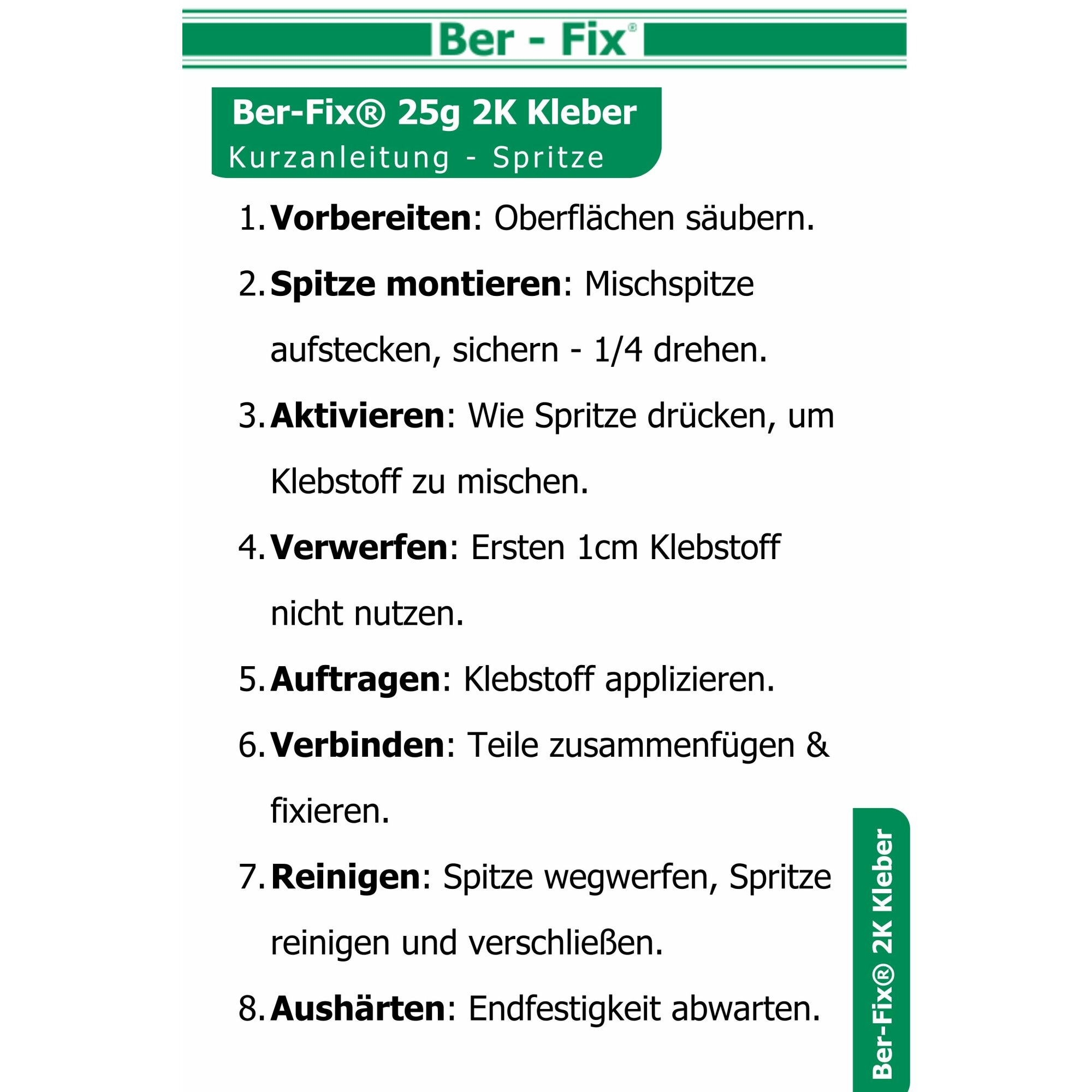 Ber-Fix© Epoxykleber 25g ? 2K Epoxidharz-Kleber | Honigartige Konsistenz zum Kleben & Vergieáen von Metall, Kunststoff & Holz