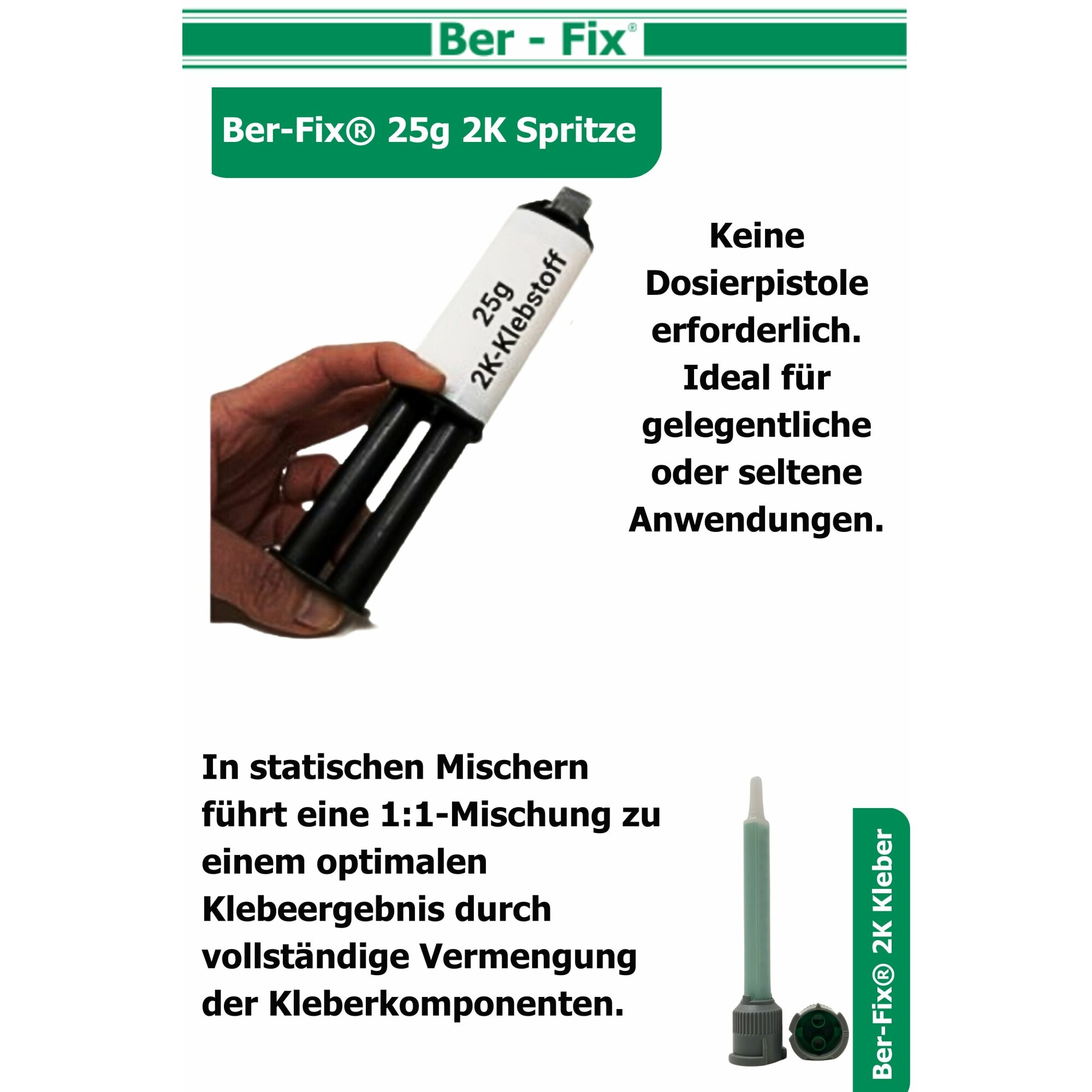 Ber-Fix® Epoxykleber 25g 2K Epoxidharz-Kleber - Honigartige Konsistenz zum Kleben - Vergie?en von Metall, Kunststoff - Holz
