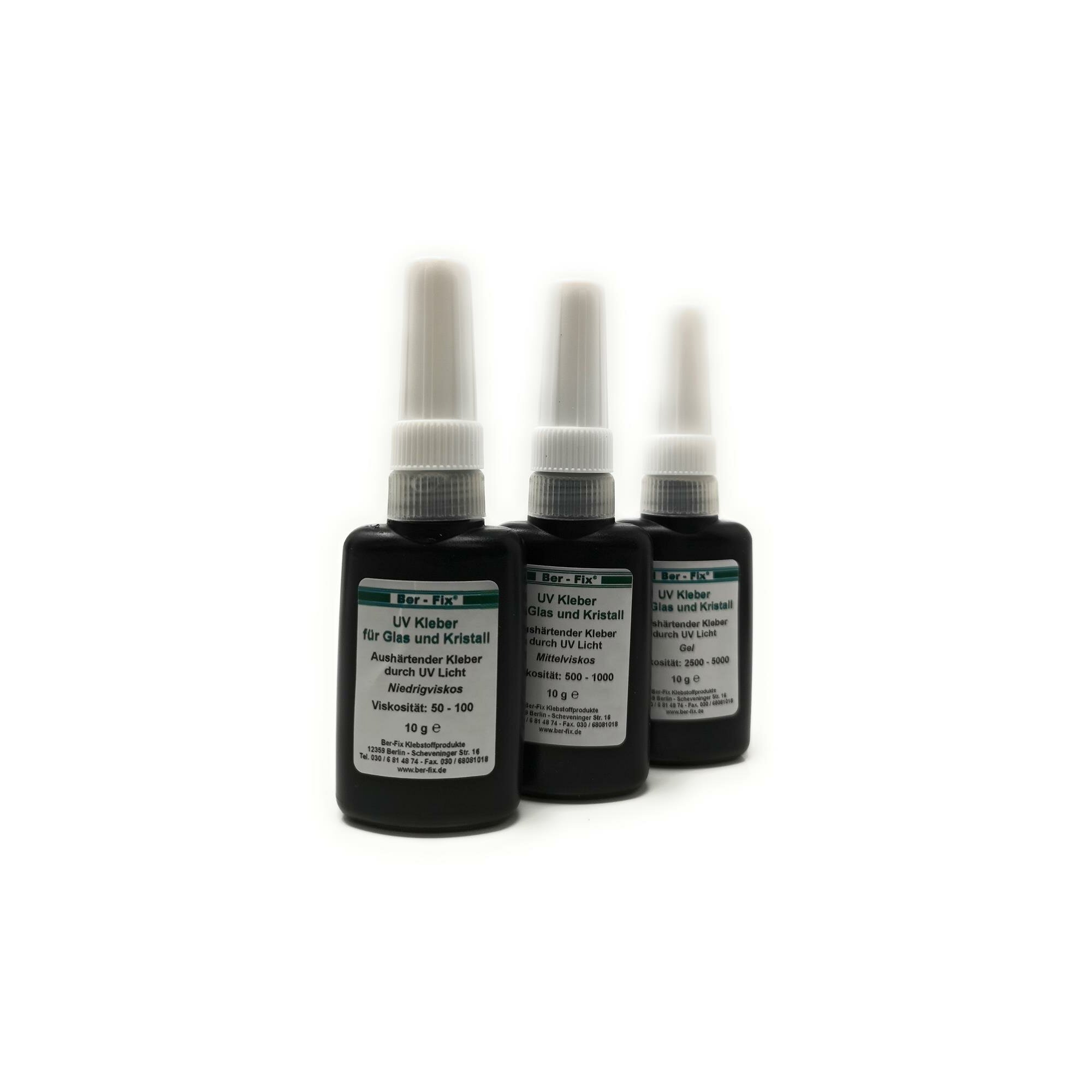 Ber-Fix® UV-Kleber Set 3g - 3 Viskositäten für Glas & Metall