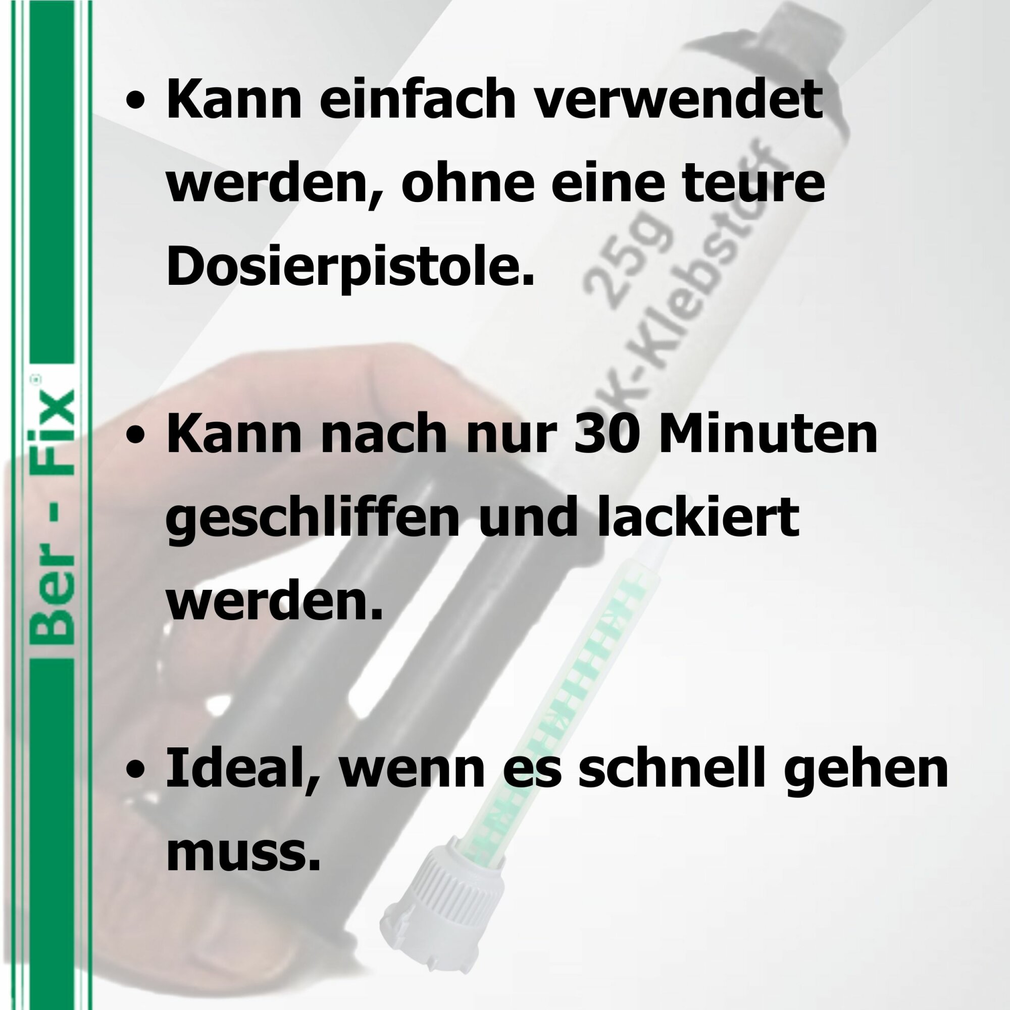Ber-Fix® 2K-PUR Kleber schwarz – Hochfester Konstruktionskleber – 25g Spritze