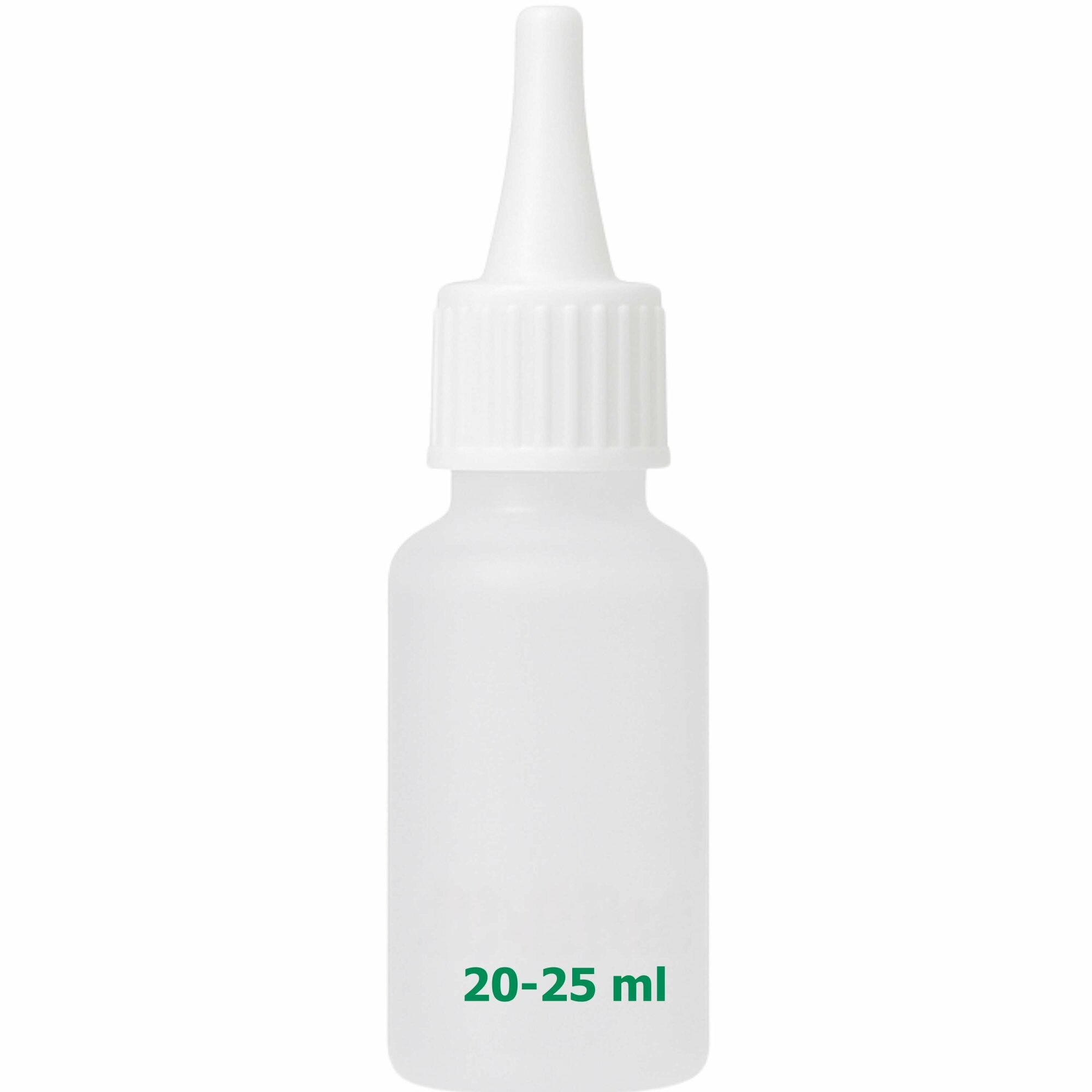 Ber-Fix® Leerflasche Rund 25 ml – Nachfüllbare Kunststoffflasche mit DIN18 Schraubverschluss & Tropfdüse – Präzise Dosierung für Klebstoffe, E-Liquids & Flüssigkeiten