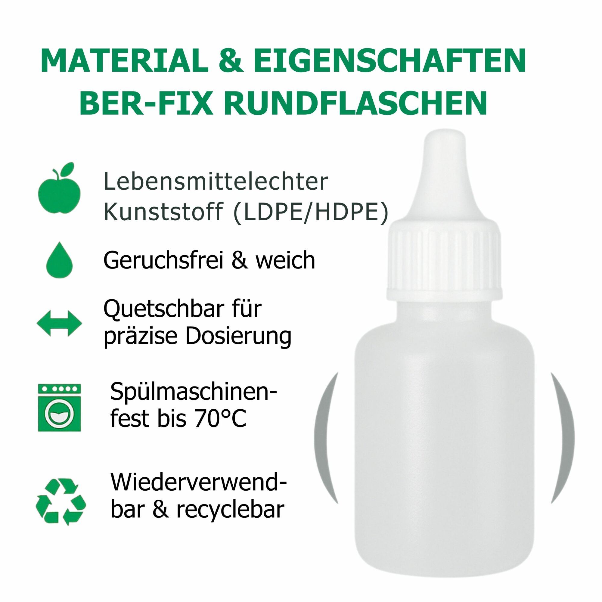 Ber-Fix® Dosierflasche 60 ml DIN18 mit Tropfdüse + Schraubverschluss