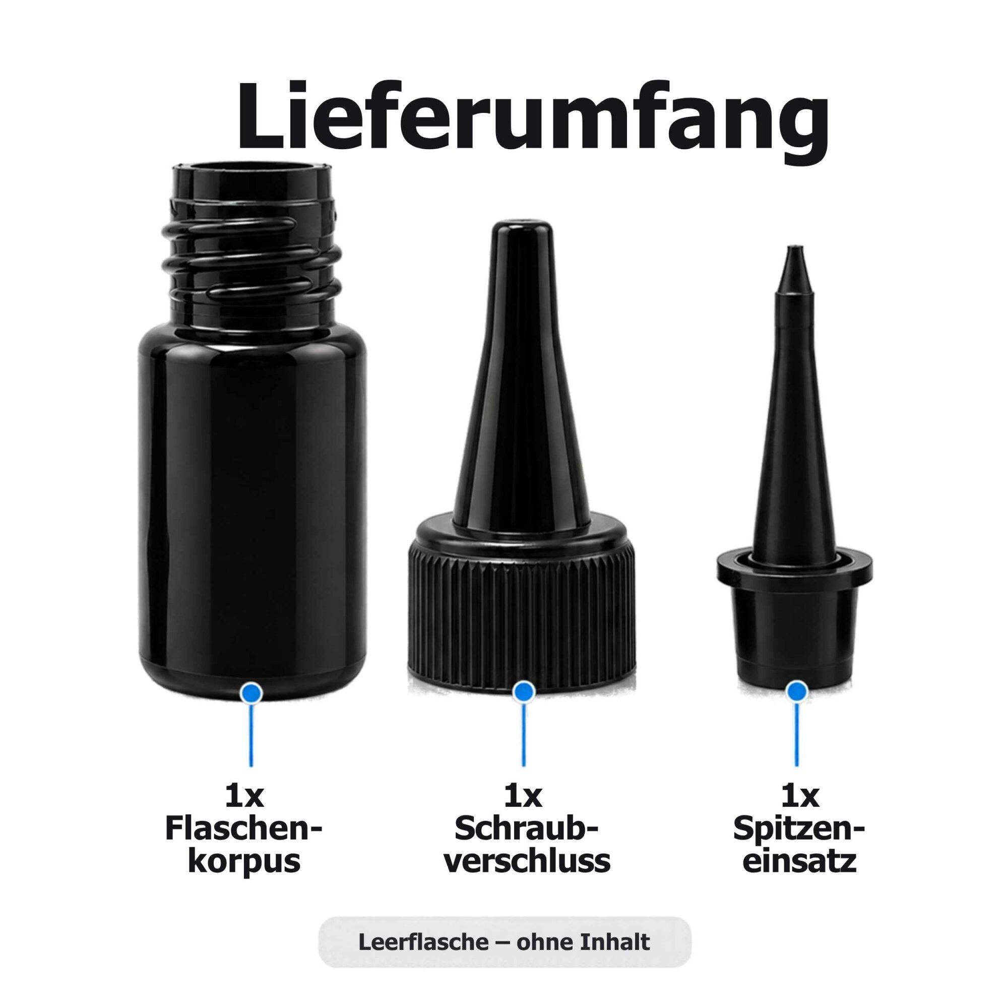 Ber-Fix® UV-Leerflasche Schwarz 3 ml mit Dosierspitze – 1 Stück