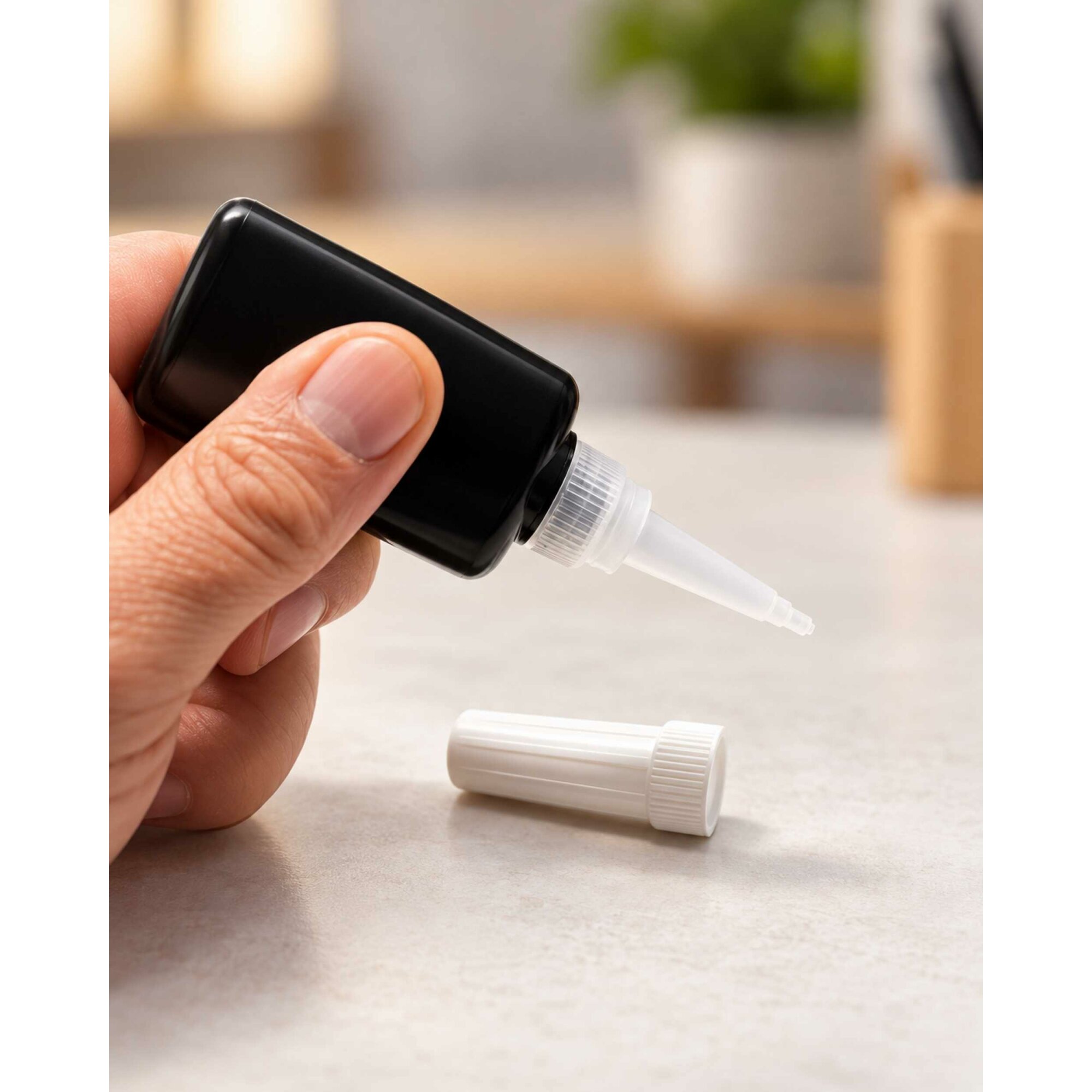 Ber-Fix® UV-Leerflasche Schwarz 10 ml mit Dosierspitze – 1 Stück