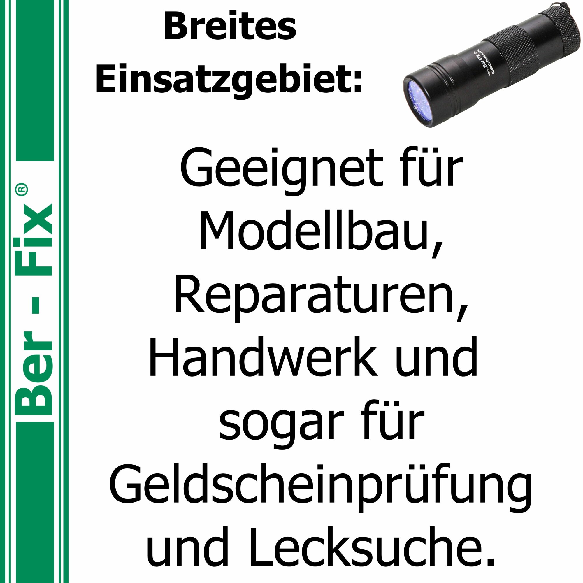 Ber-Fix® UV-Lampe 12 LED für UV-Kleber – Metallgehäuse