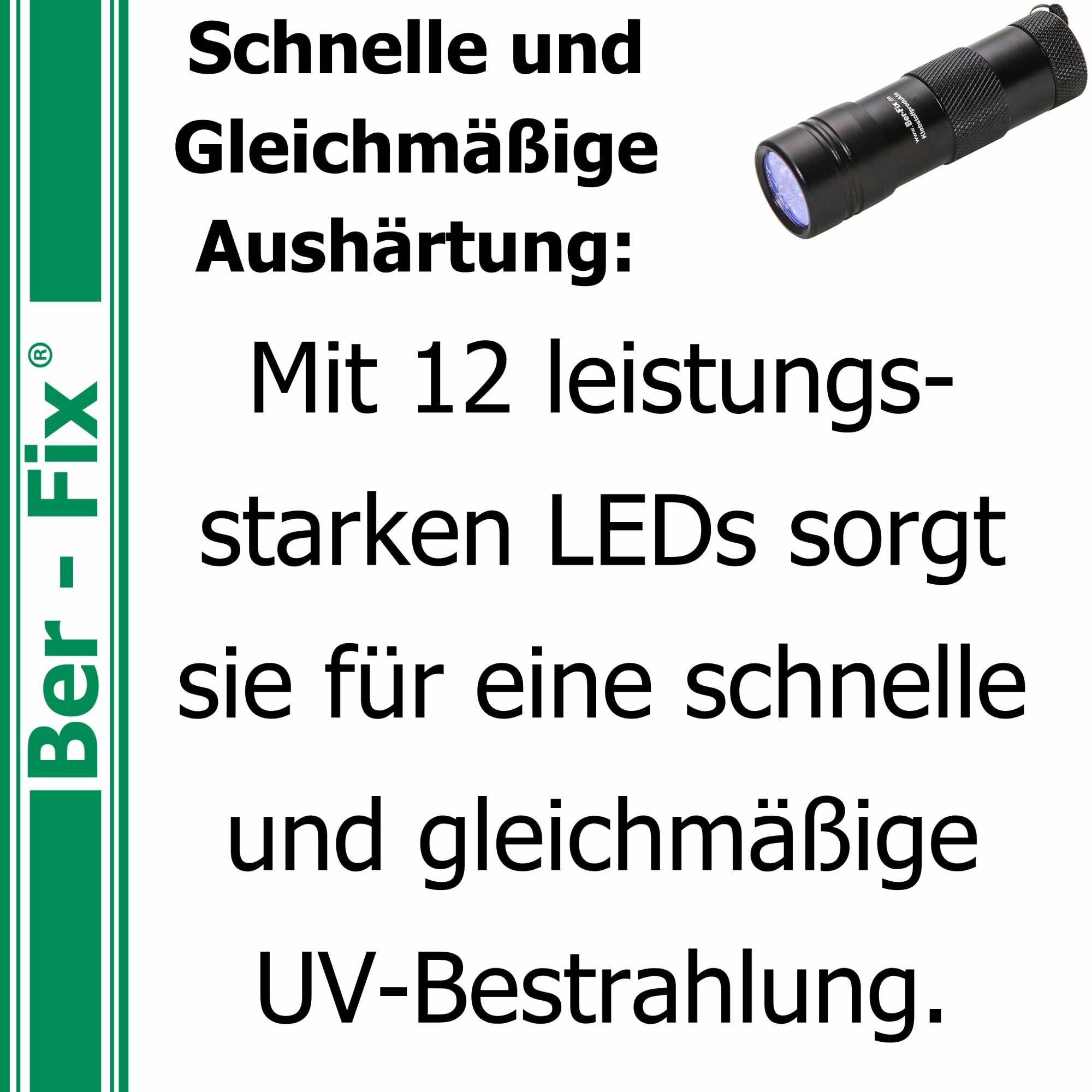 Ber-Fix® UV-Lampe 12 LED für UV-Kleber – Metallgehäuse