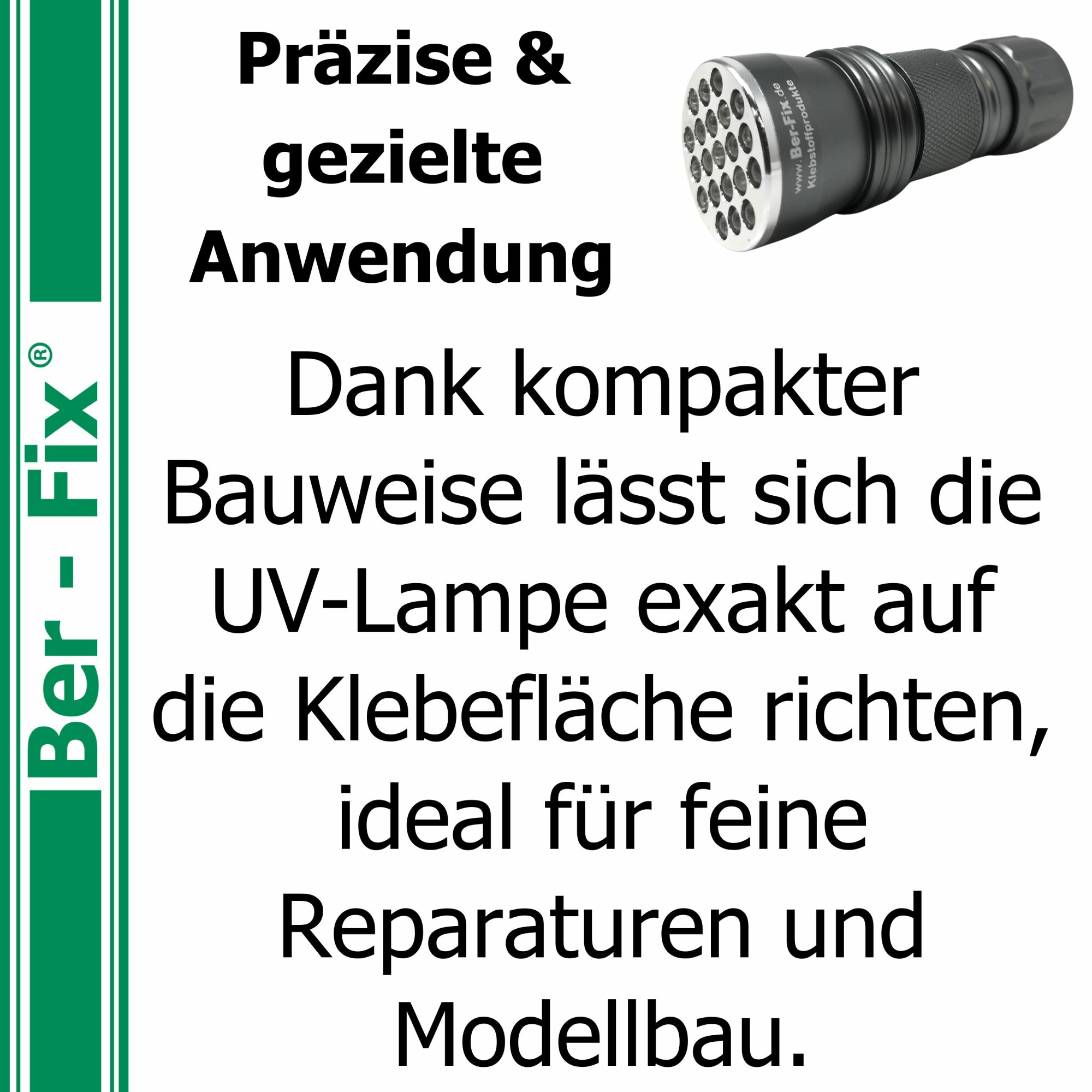 Ber-Fix® UV-Lampe 21 LED für UV-Kleber – 390–410 nm