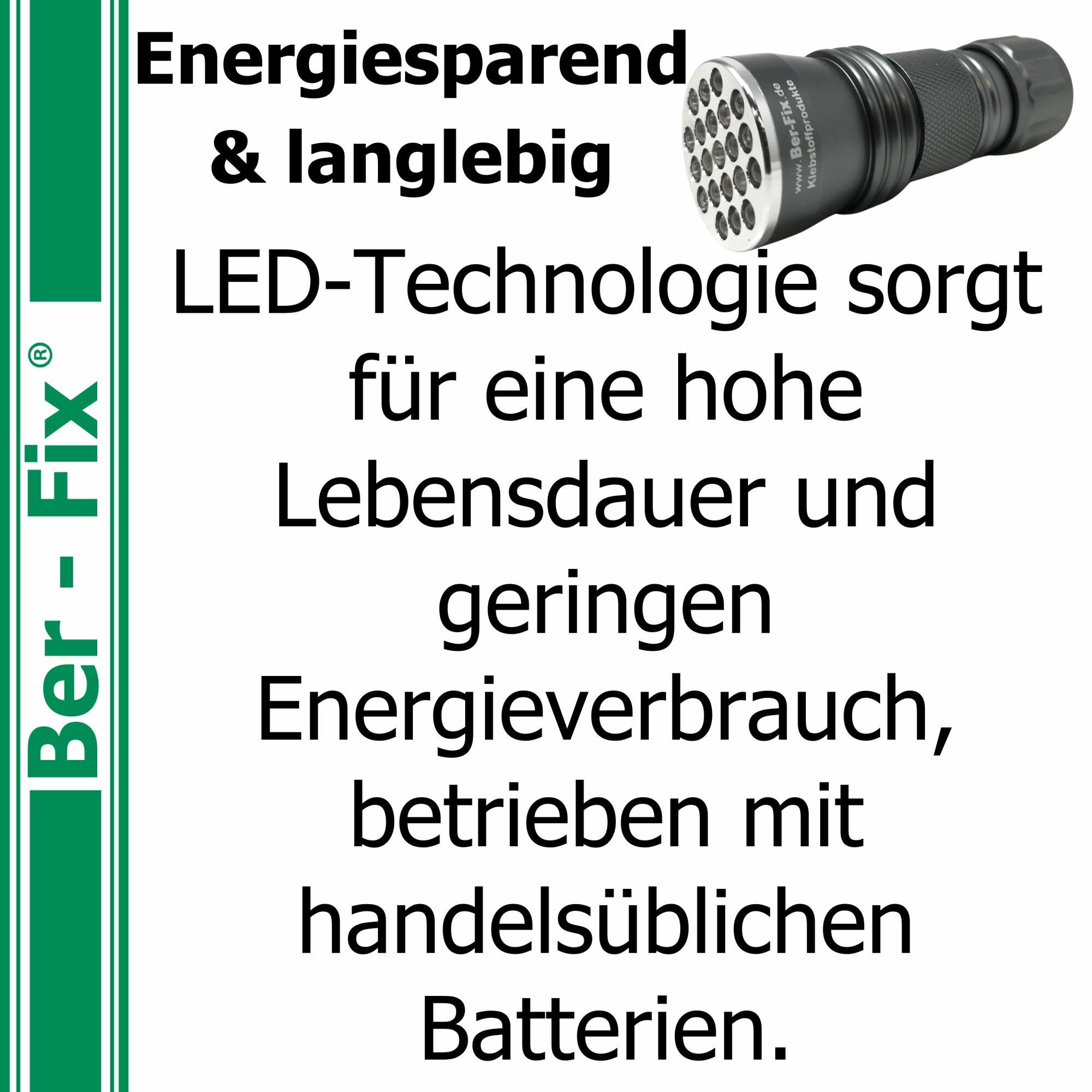Ber-Fix® UV-Lampe 21 LED für UV-Kleber – 390–410 nm