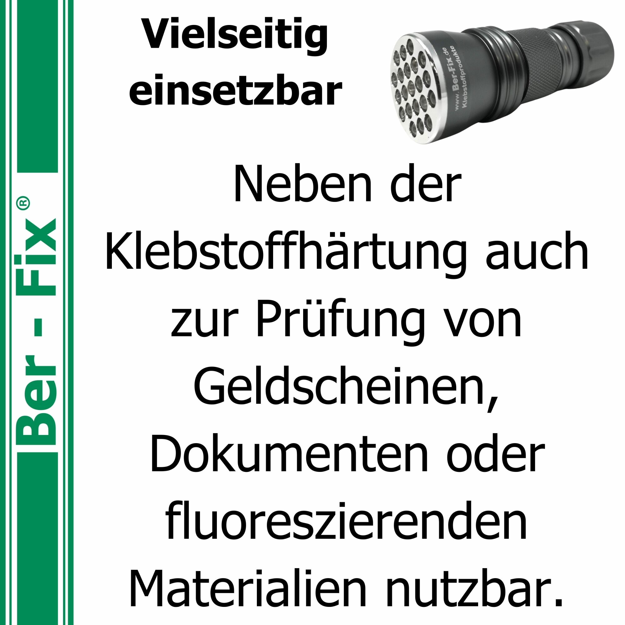 Ber-Fix® UV-Lampe 21 LED für UV-Kleber – 390–410 nm
