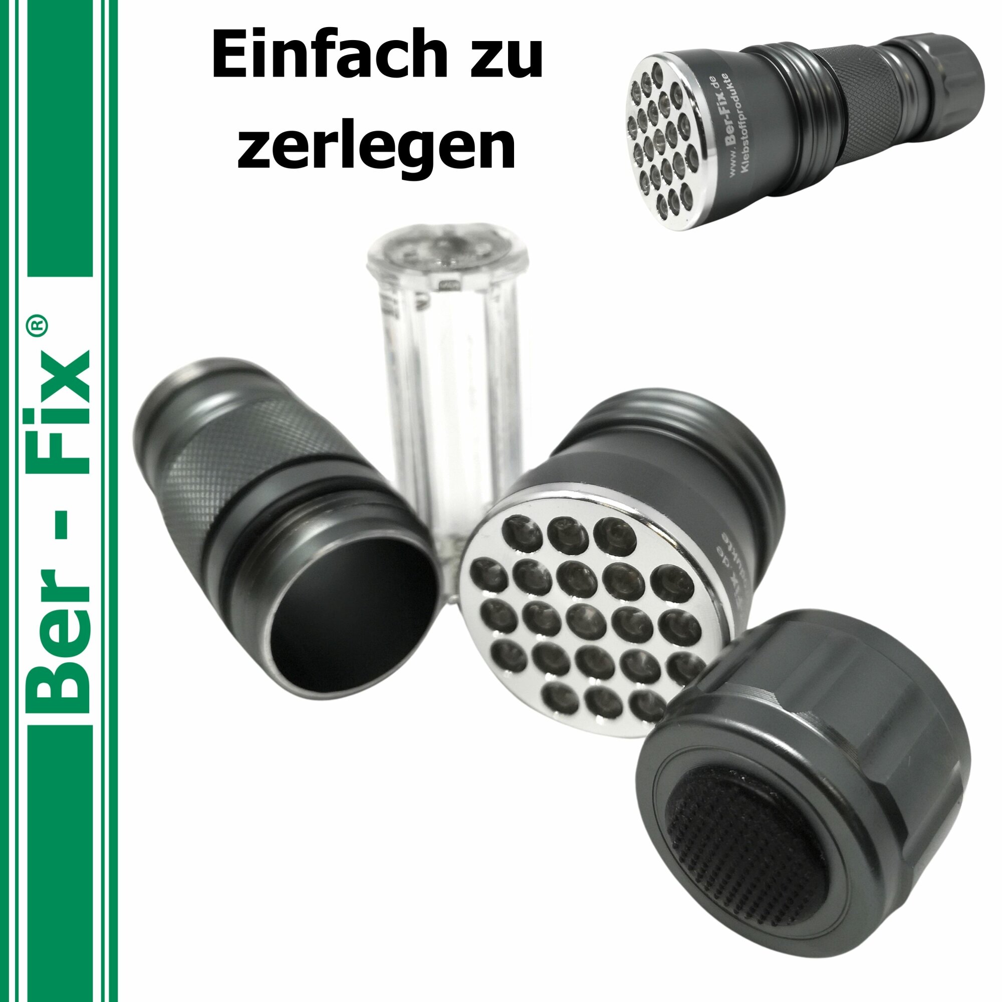 Ber-Fix® UV-Lampe 21 LED für UV-Kleber – 390–410 nm