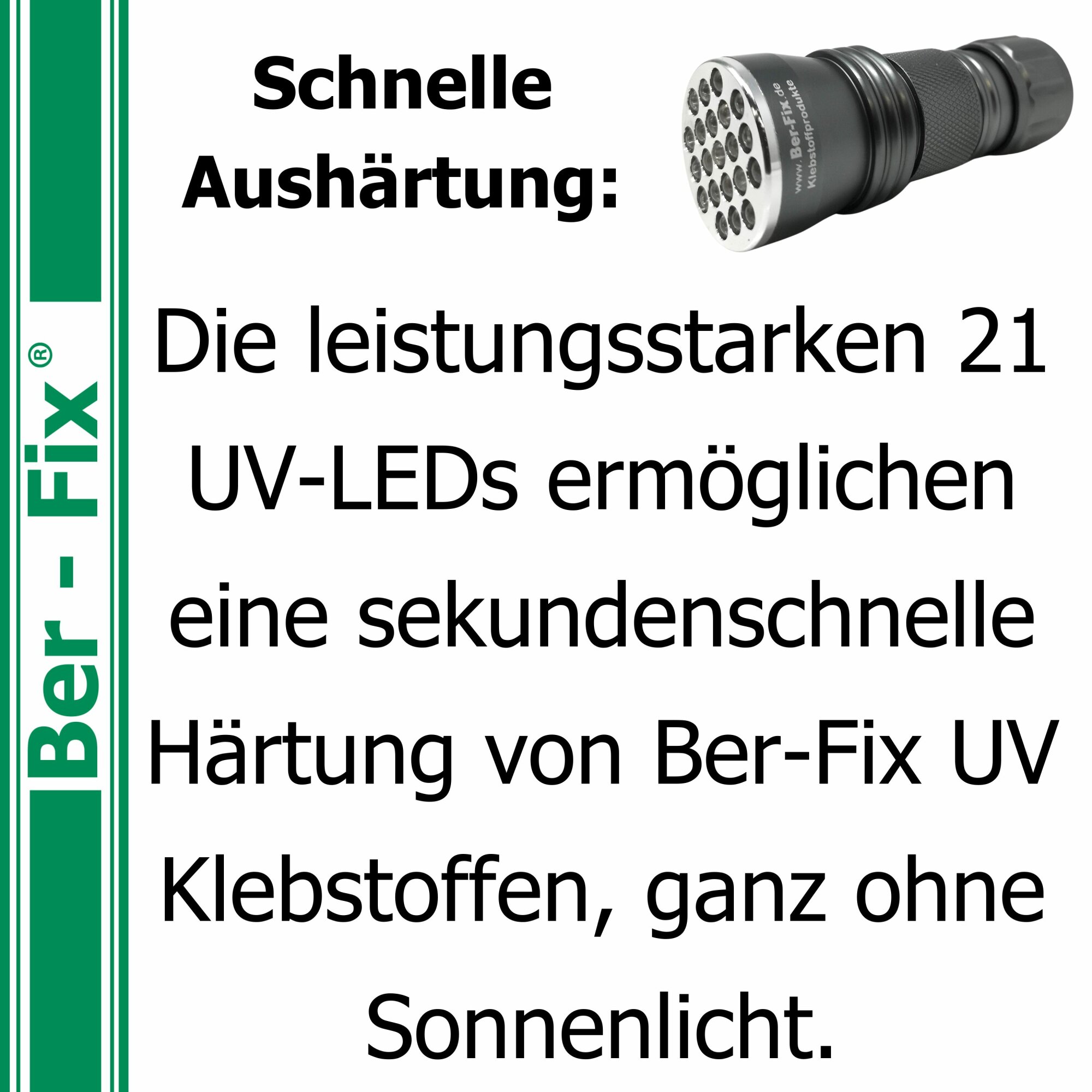Ber-Fix® UV-Lampe 21 LED für UV-Kleber – 390–410 nm