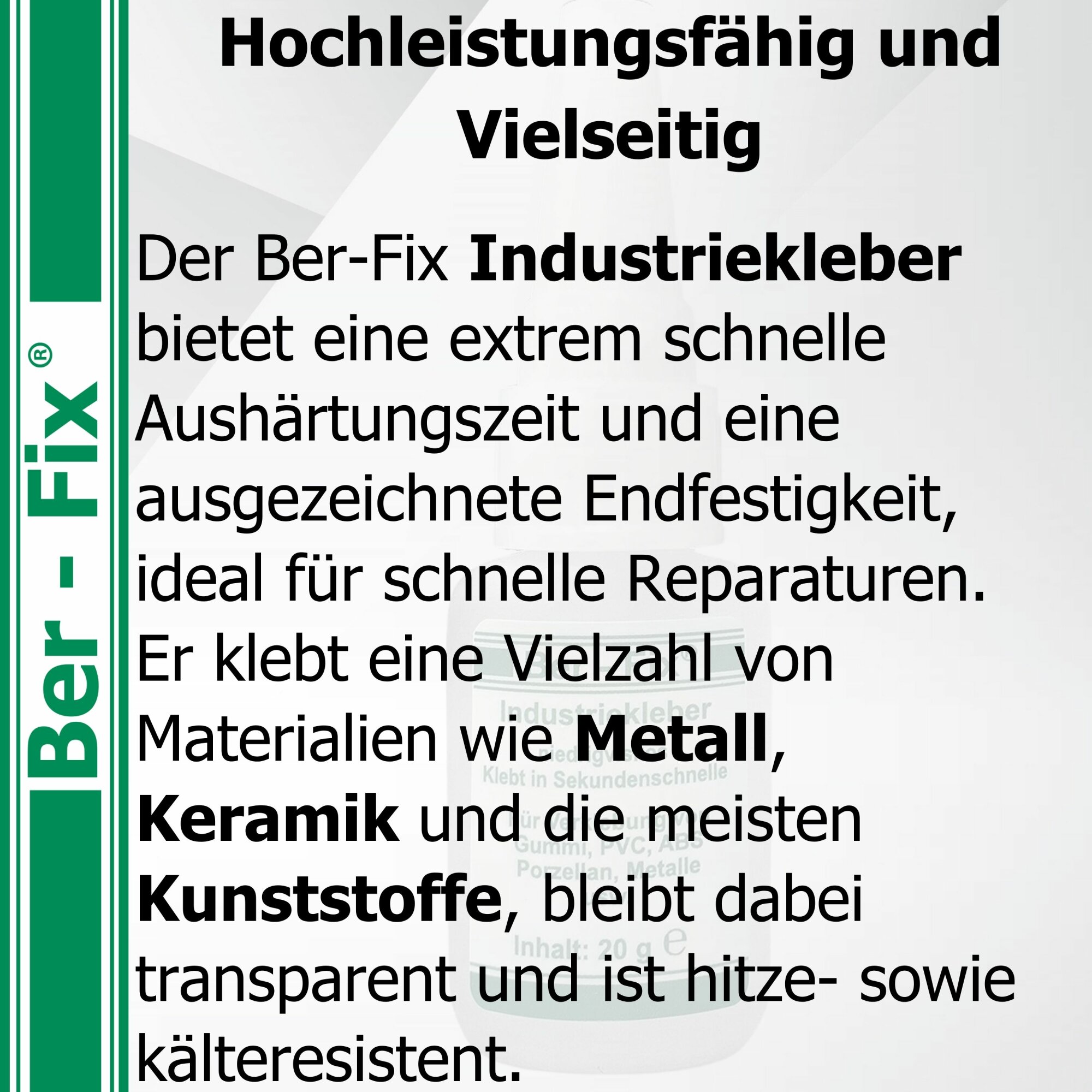 Ber-Fix® Füllstoff-Set Weiß Standard – 20 g Industriekleber + 30 g Granulat Weiß + 20 ml Reiniger
