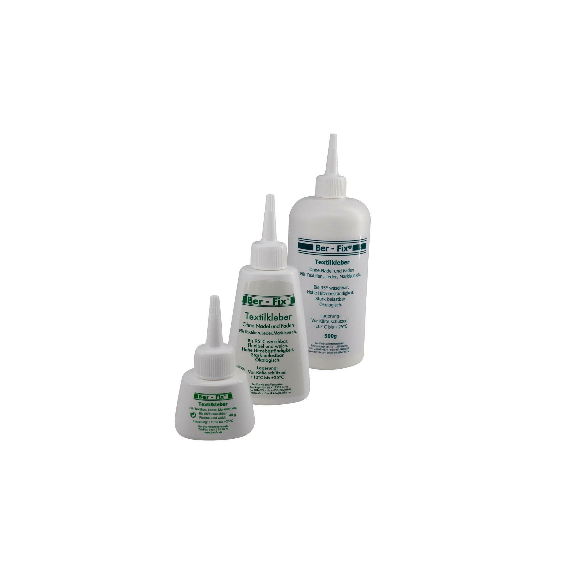 Ber-Fix® Textilkleber-Set klein – Waschmaschinenfest & Transparent | 2x 40g Kleber für Stoffe, Textilien & Heimtextilien
