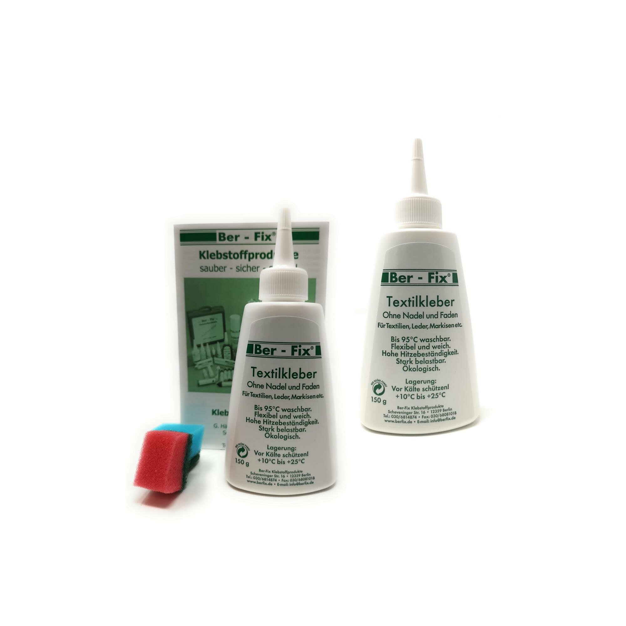 Ber-Fix® Textilkleber Set groß – 2×150g Stoffkleber – Vorratspack