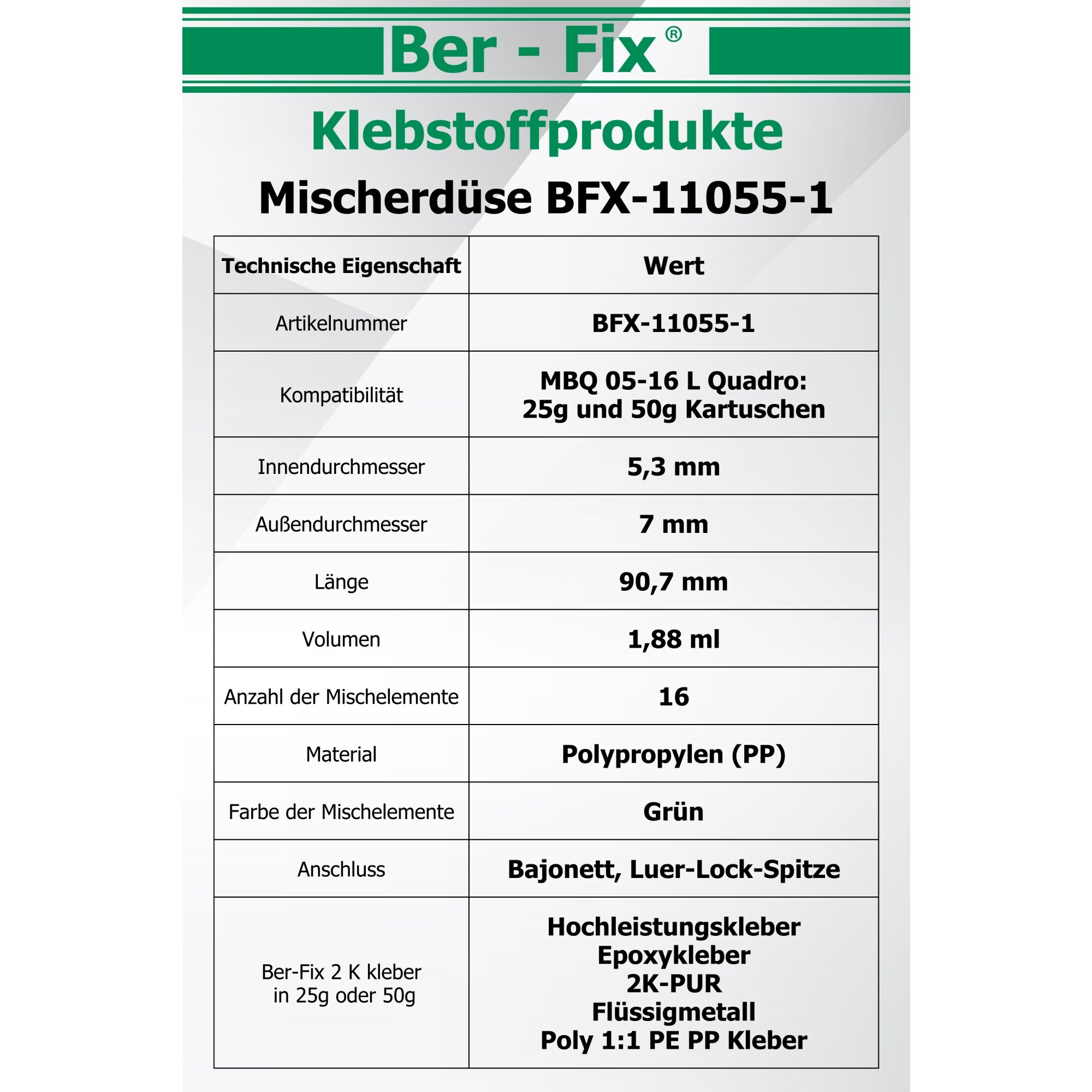 Ber-Fix® Mischdüsen 1:1 grau 1000er Spar Pack