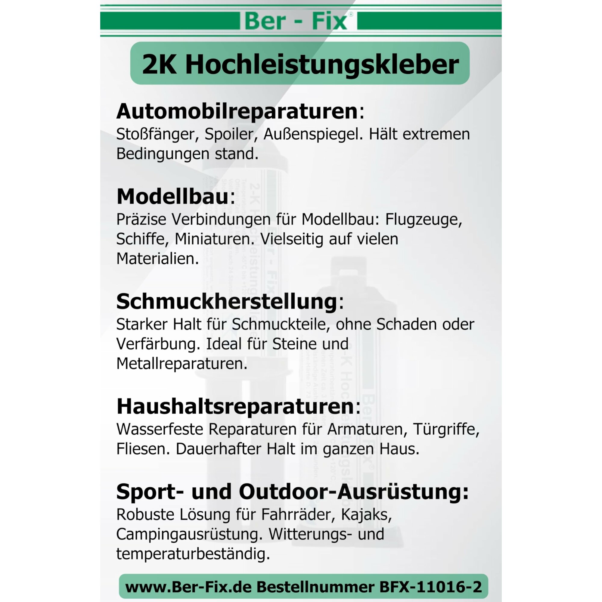 Ber-Fix© 2K-Hochleistungskleber 25g 3 Min. inklusive 6 Dsen