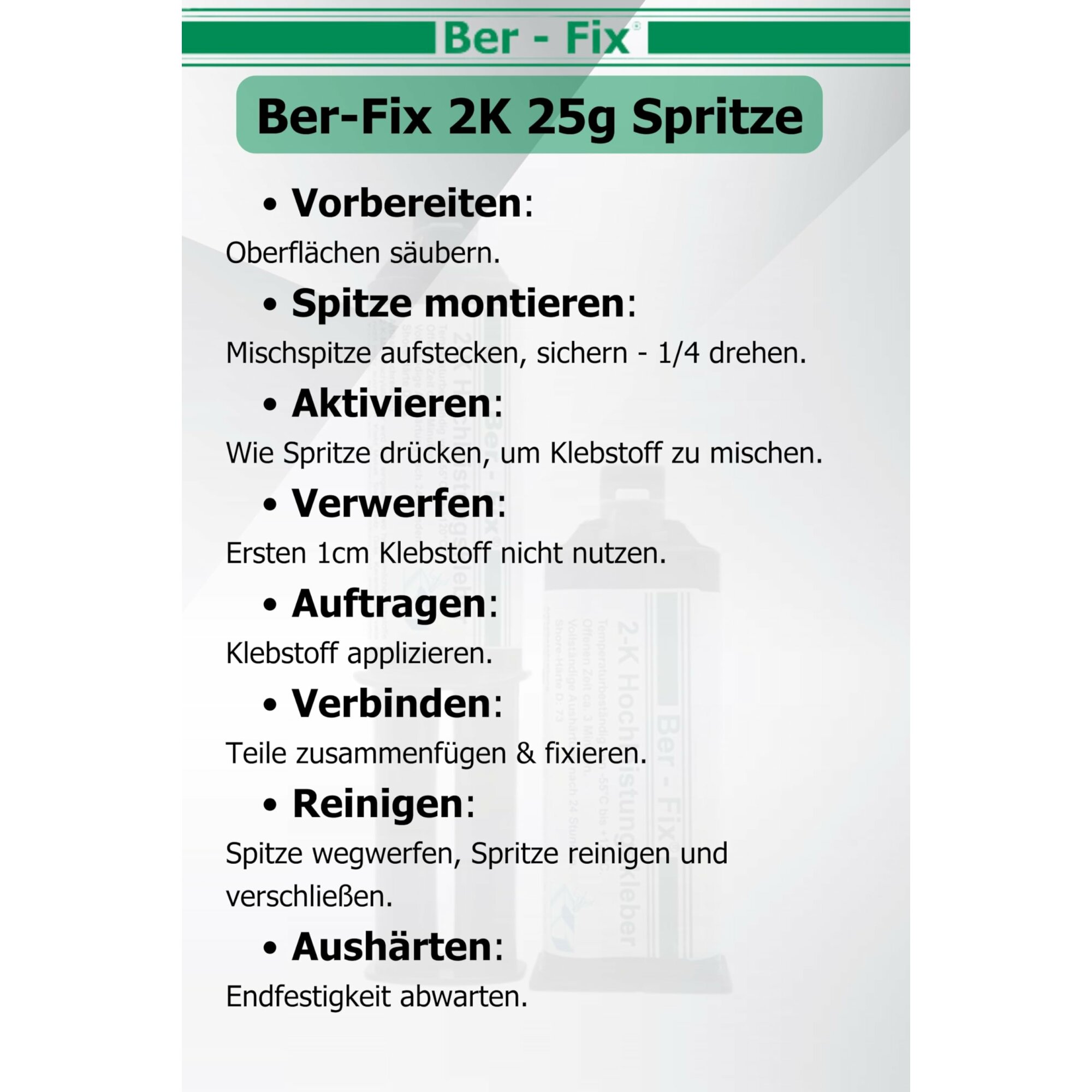 Ber-Fix© 2K-Hochleistungskleber 25g 3 Min. inklusive 6 Dsen