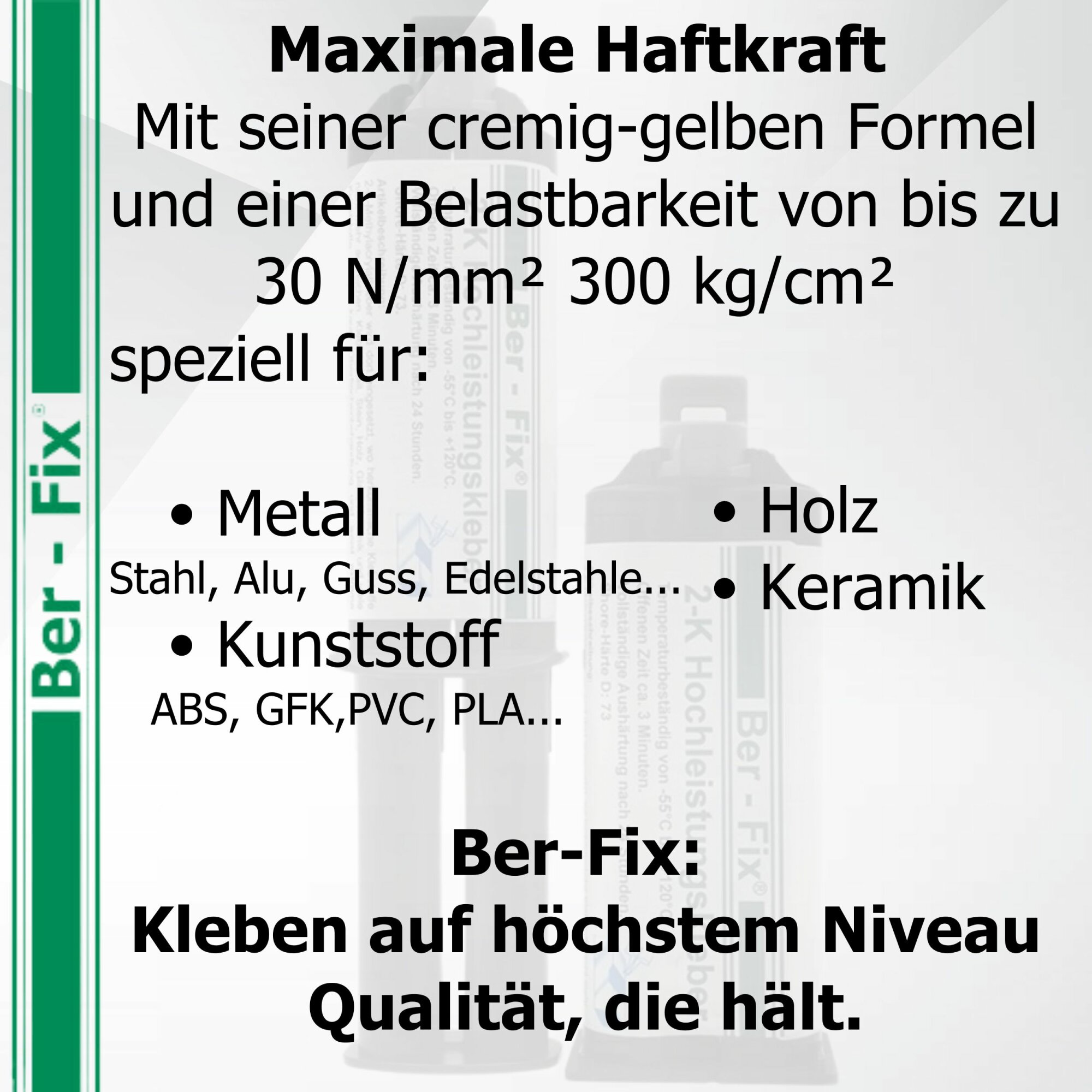 Ber-Fix® 2K-MMA-Hochleistungskleber 3 Min. für schnelle Kunststoff- & Metallreparaturen – 25 g + 5 Extra-Mischdüsen