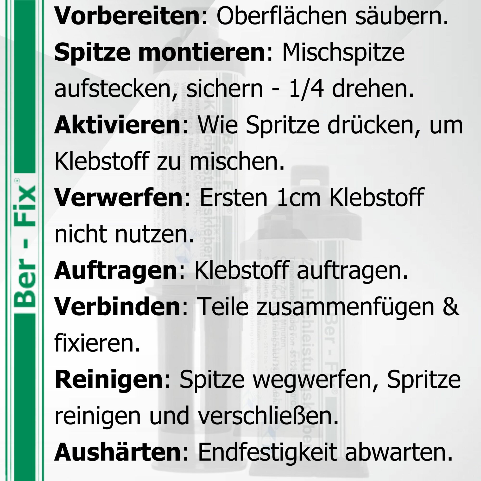 Ber-Fix® 2K-MMA-Hochleistungskleber 3 Min. für schnelle Kunststoff- & Metallreparaturen – 25 g + 5 Extra-Mischdüsen