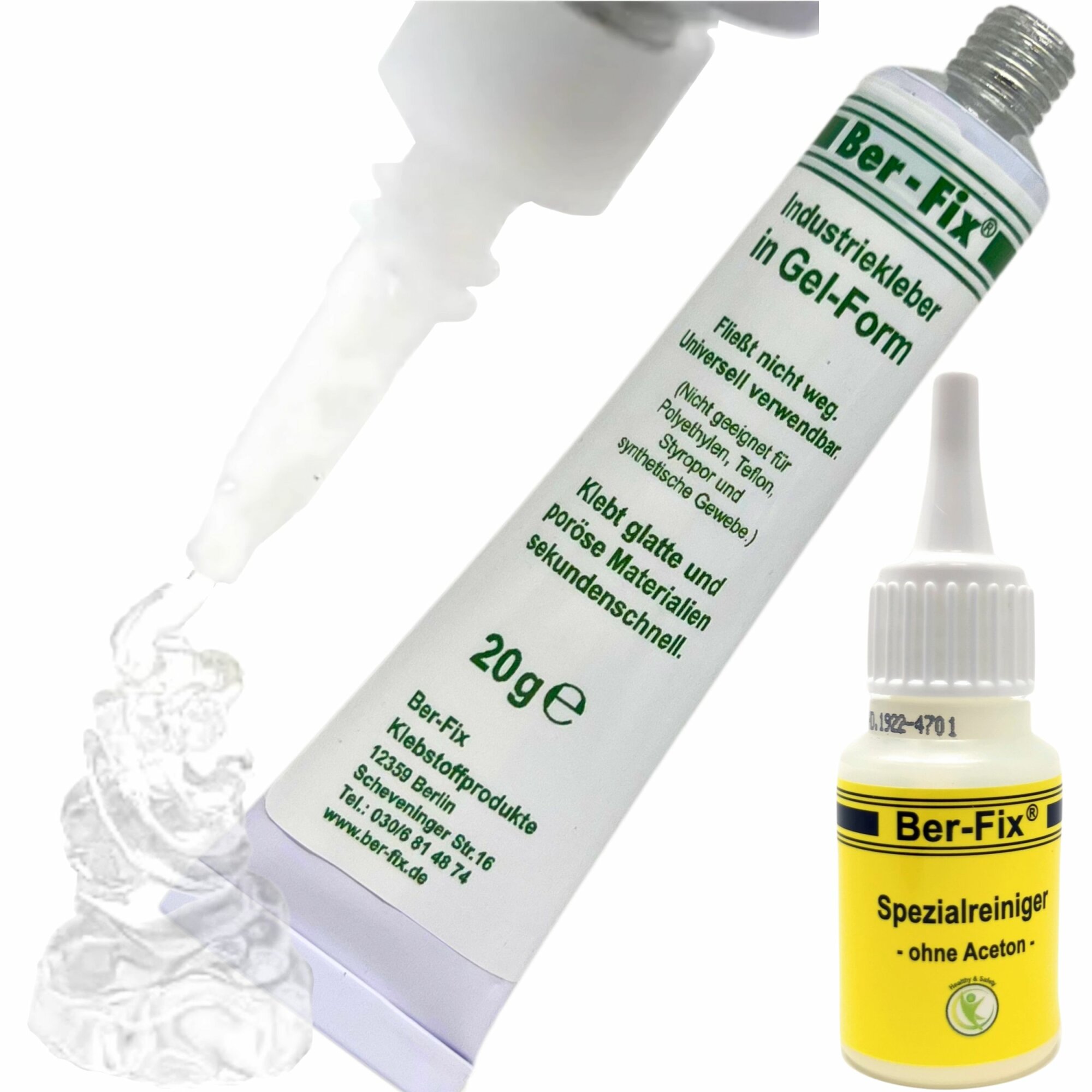 Ber-Fix® Industriekleber Gel 20g + 20ml Spezialreiniger