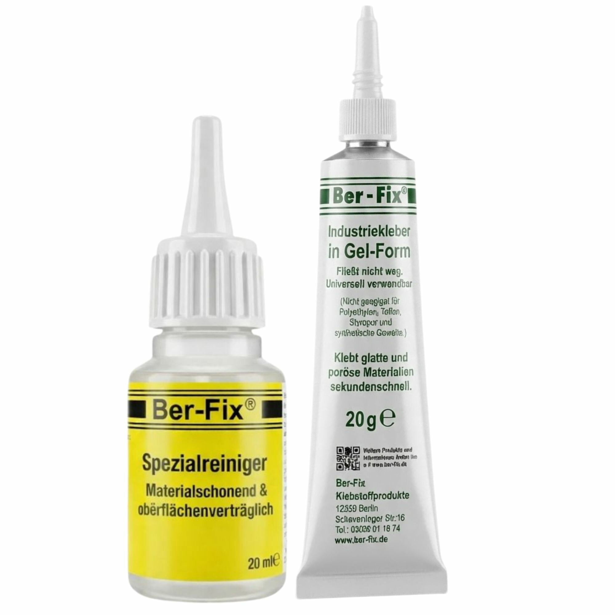 Ber-Fix® Industriekleber Gel 20 g + Spezialreiniger...