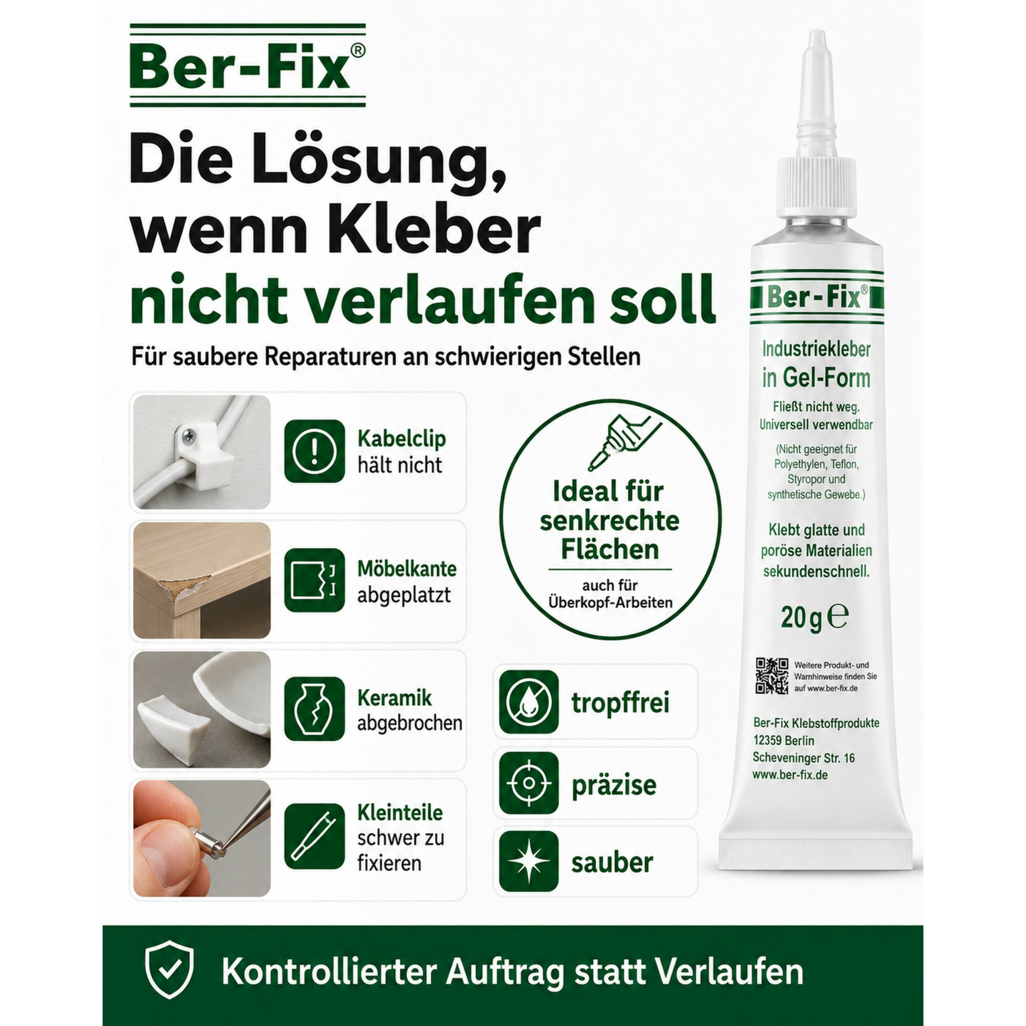 Ber-Fix® Industriekleber Gel 20g + 20ml Spezialreiniger