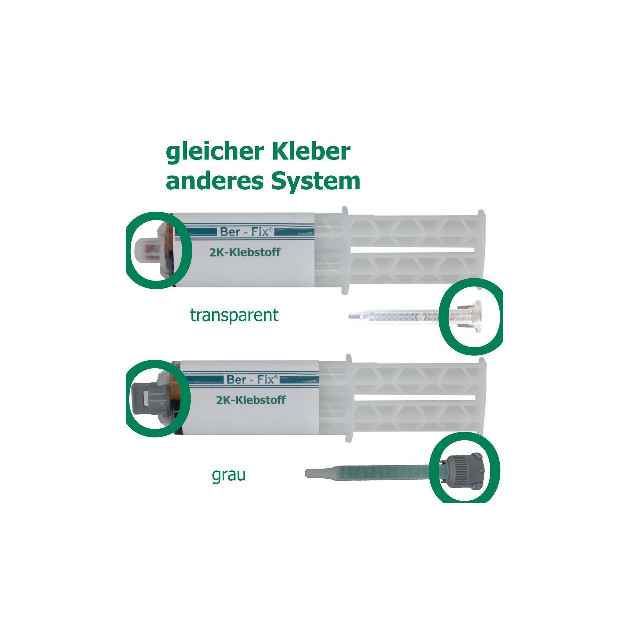 Ber-Fix® 1 × Mischdüse 1:1 transparent – Statikmischer für 2K-Klebstoffe
