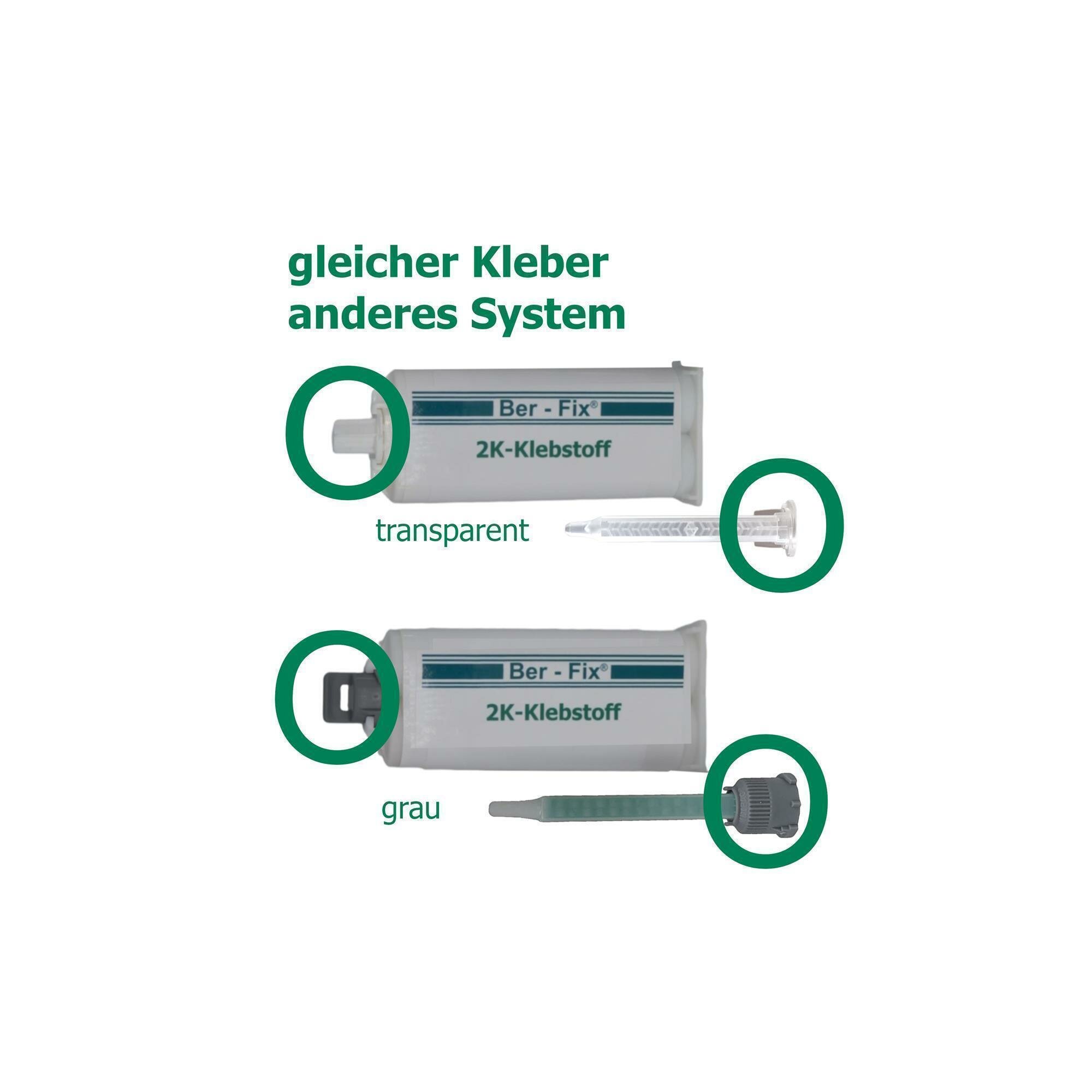 Ber-Fix® 1 × Mischdüse 1:1 transparent – Statikmischer für 2K-Klebstoffe