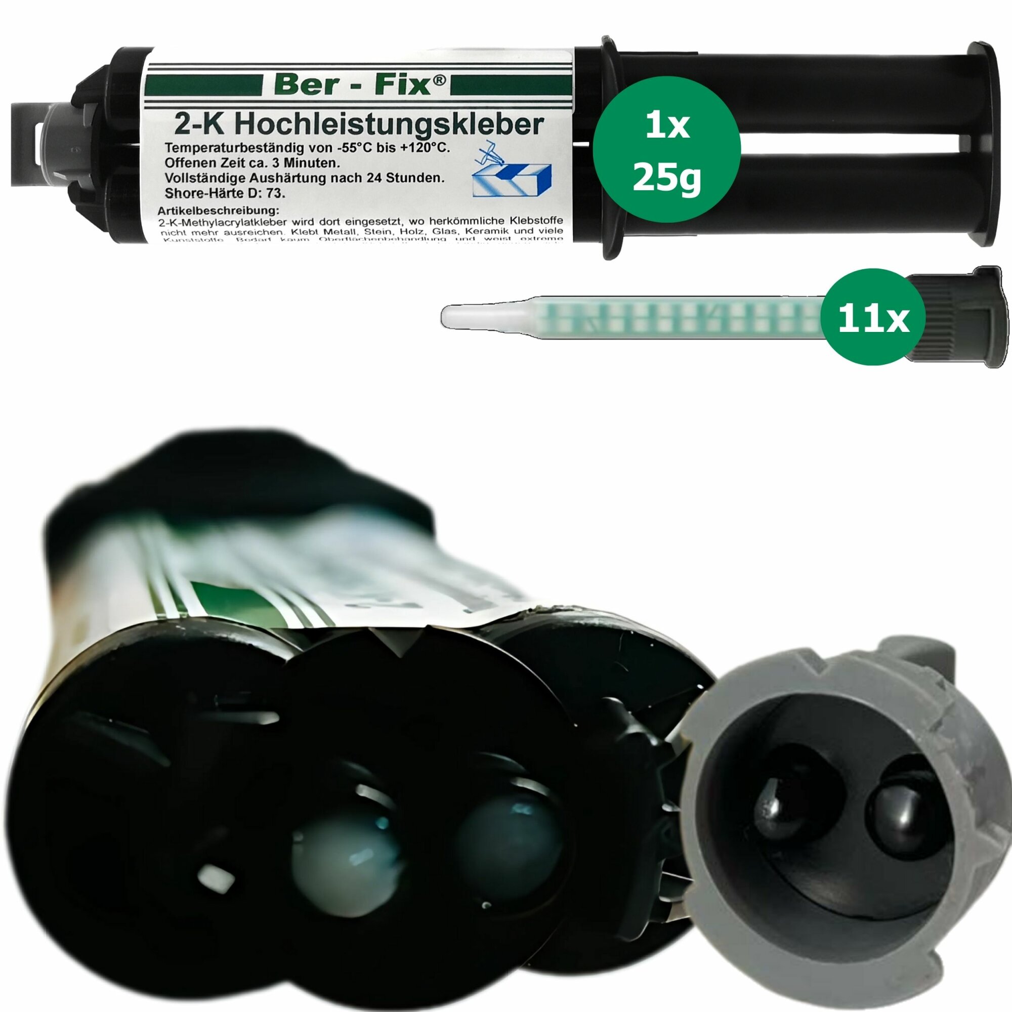 Ber-Fix® 2K-Hochleistungskleber 3 Min. 25g + 10 Extra Düsen