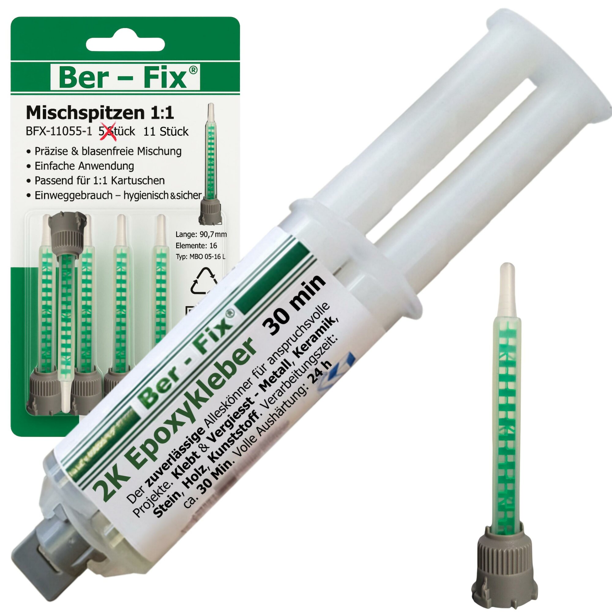 Ber-Fix® Epoxykleber 30 Min. 25g + 10 Extra Düsen