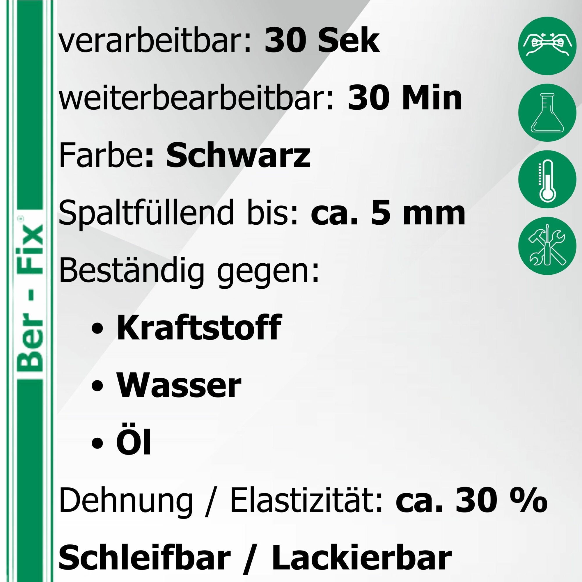 Ber-Fix® 2K PUR 25g Spritze 30 Sec. inklusive 11 Düsen