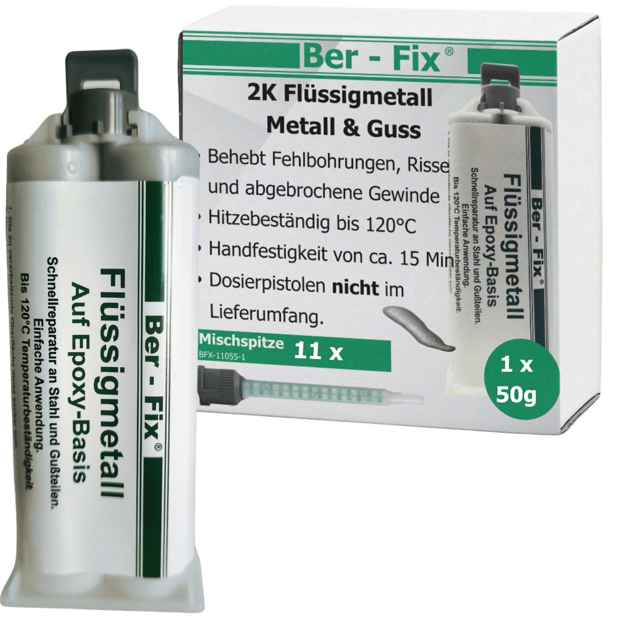 Ber-Fix® 50g Flüssigmetall + 10 Extra Spitzen-